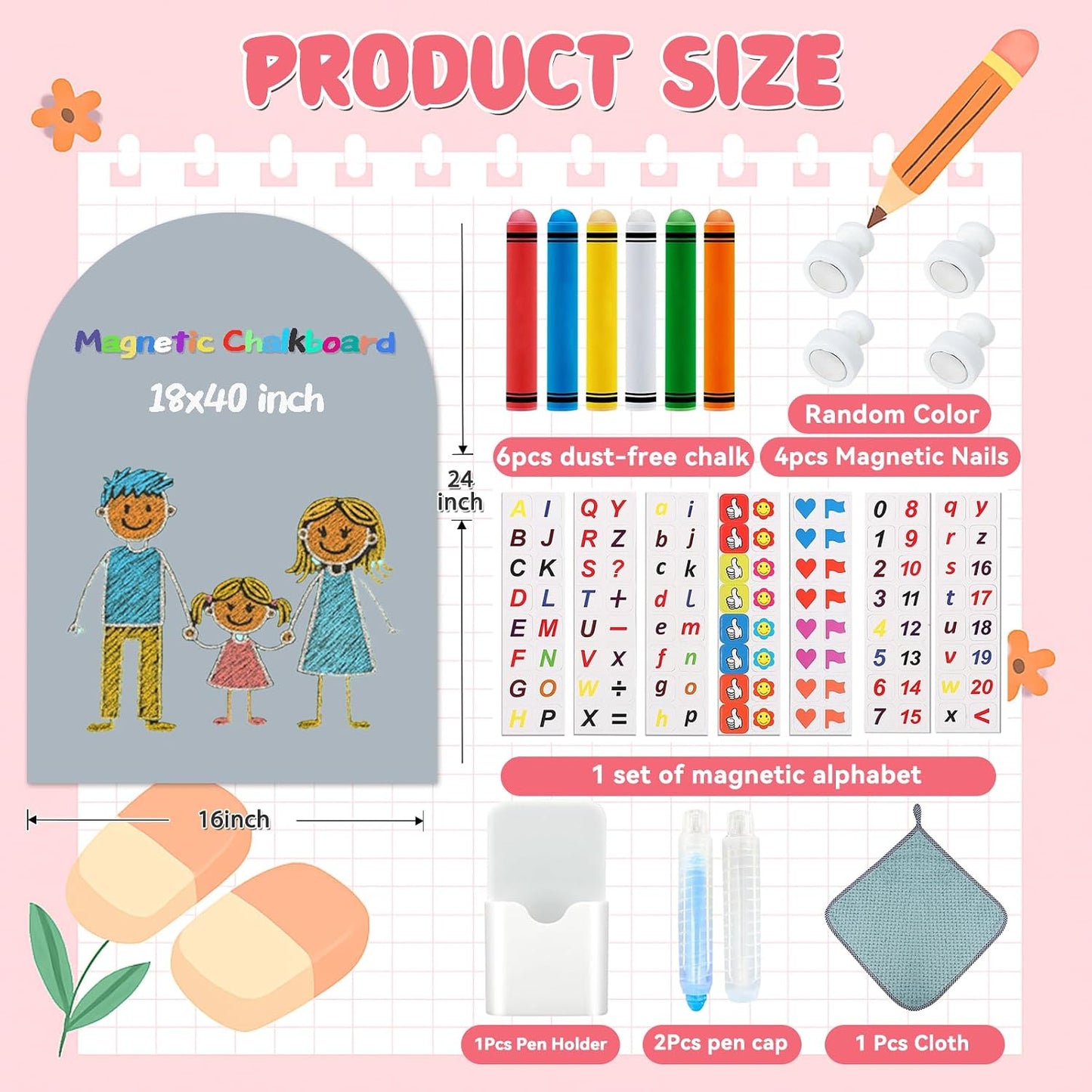 Magnetic Arch Wall Decal for Kids / Grey / 16"W x 24"H / 16 x 24