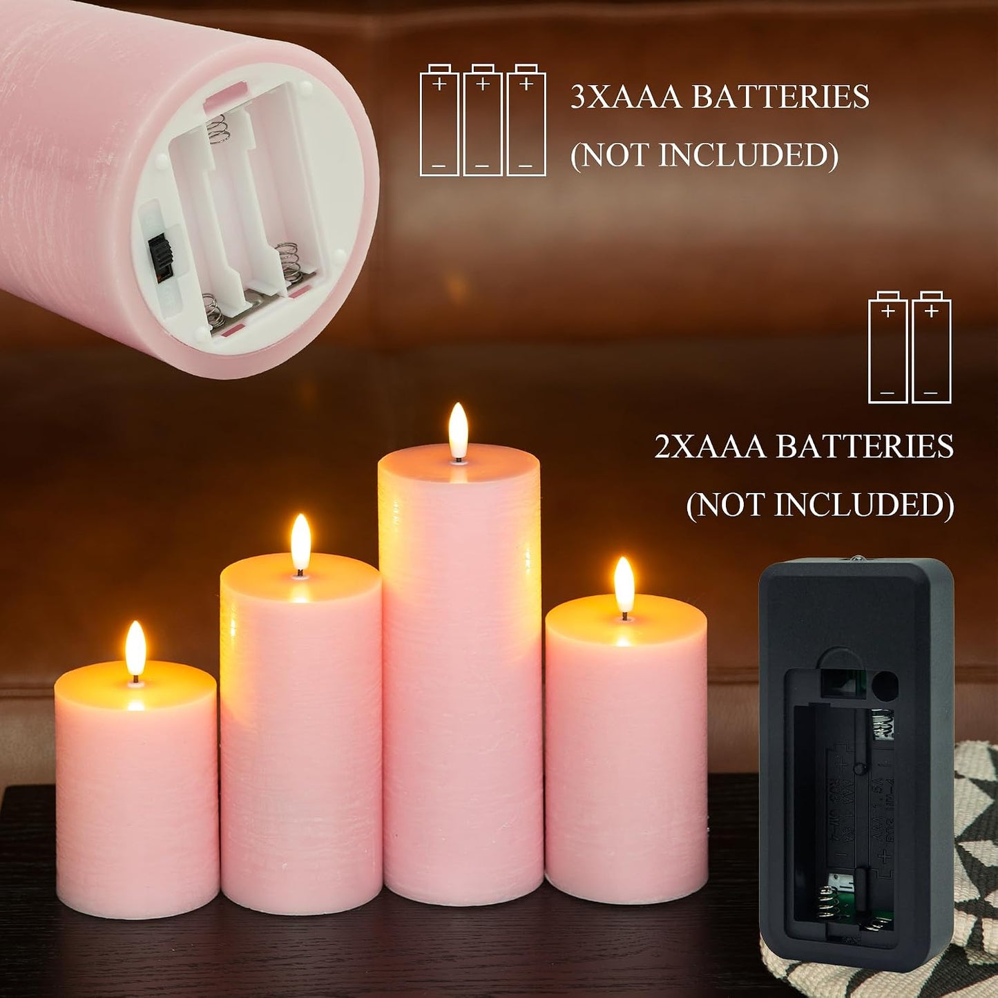 LUSHARBOR Flameless Candles, 4 Pack Battery Operated Candles with Remote, Real Wax LED Fake Candles with Timer