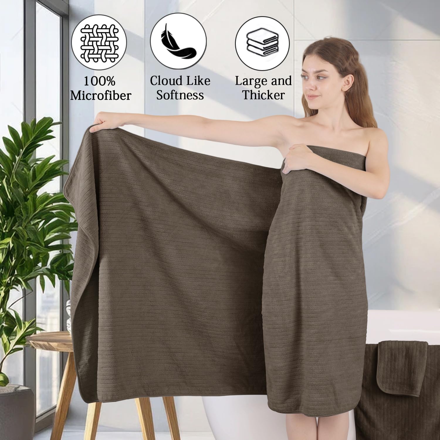 18 Piece Family Bath Towel Set Include 6 Bath Towels,6 Hand Towels and 6 Washcloths Soft Bathroom Towel with Hanging