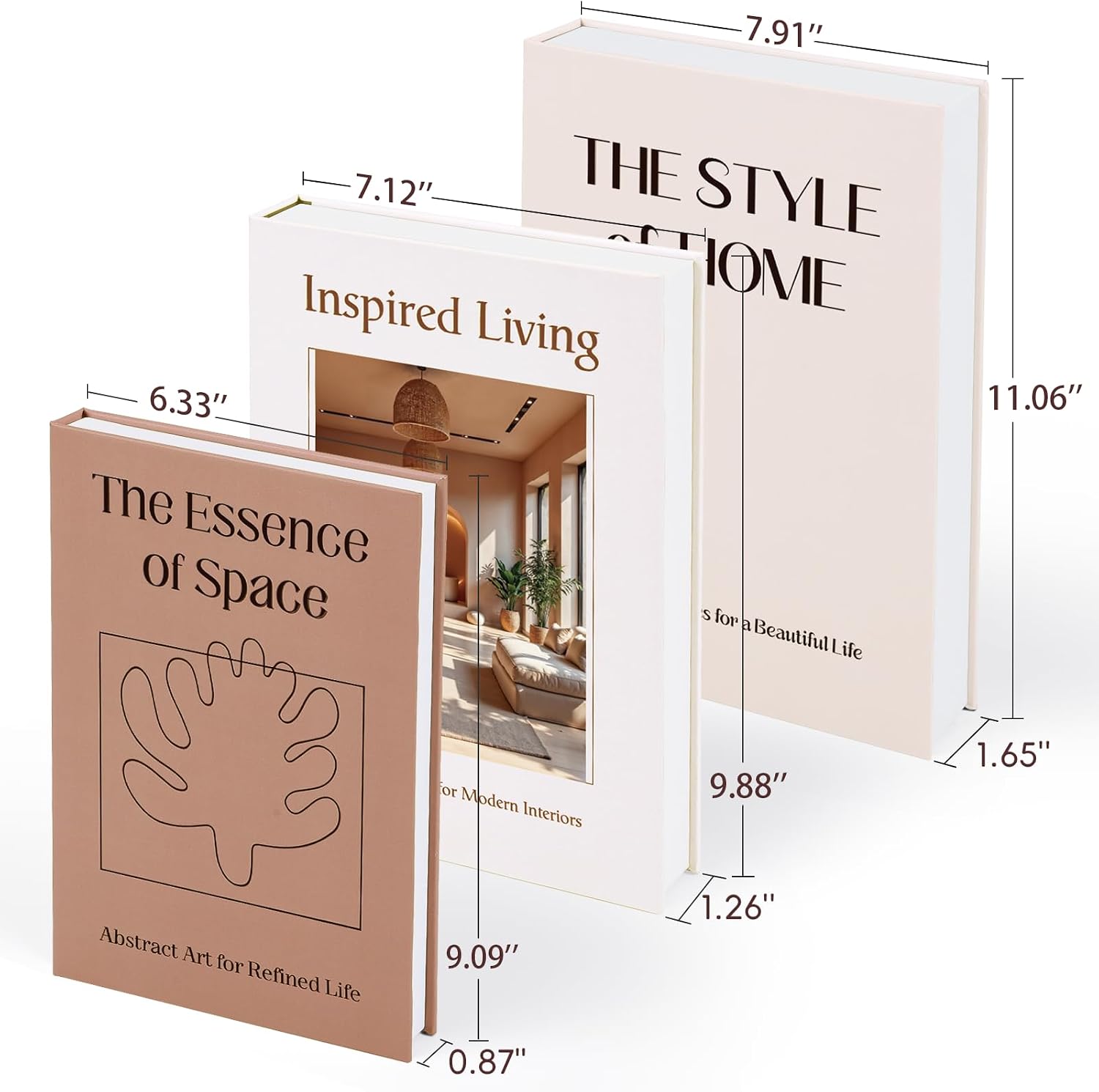 Aesthetic Decorative Books / Brown-beige-khaki / Set of 3