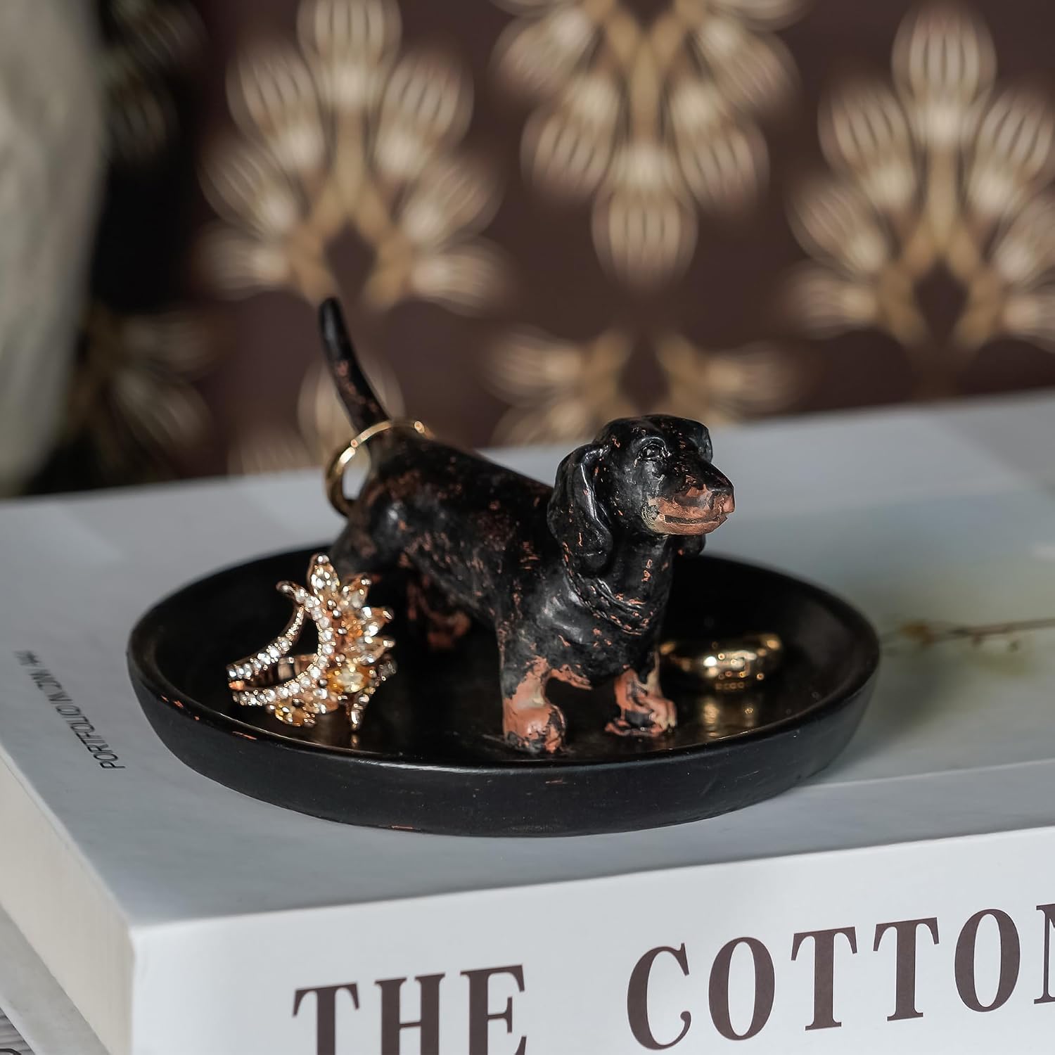 Resin Dachshund Jewelry Tray