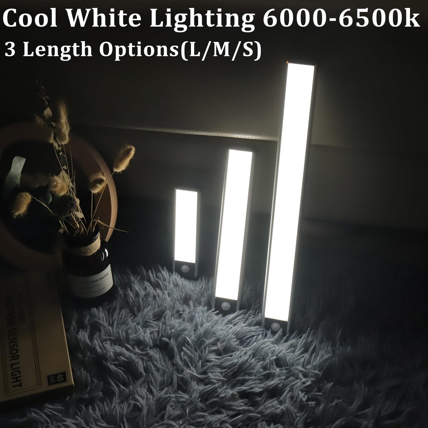 Rechargeable 2 Pack Bright 40LED Motion Sensor Activated Night Light for Closet, Kitchen Counter, Battery Operated