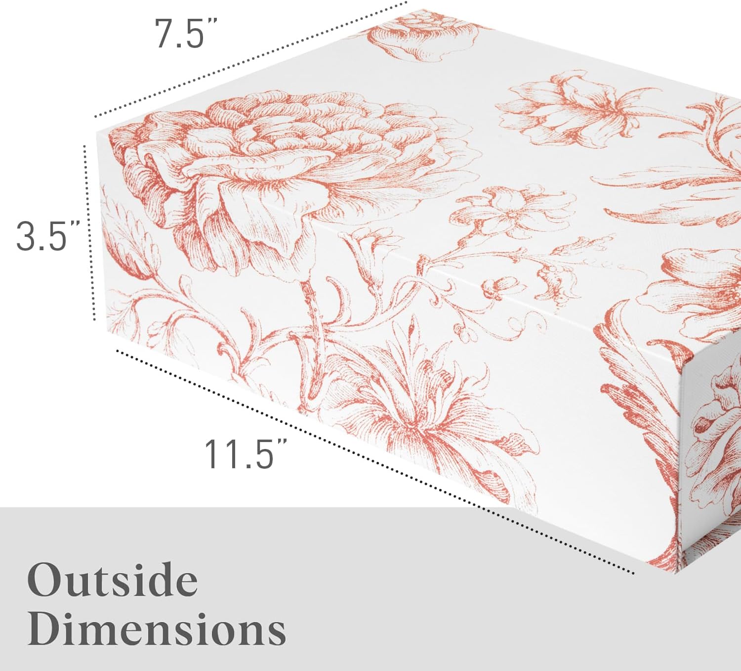 Pink Floral Decorative Boxes / 11.5 x 7.5 x 3.5 / Pink Bouquet / 1 Count / Set of 3