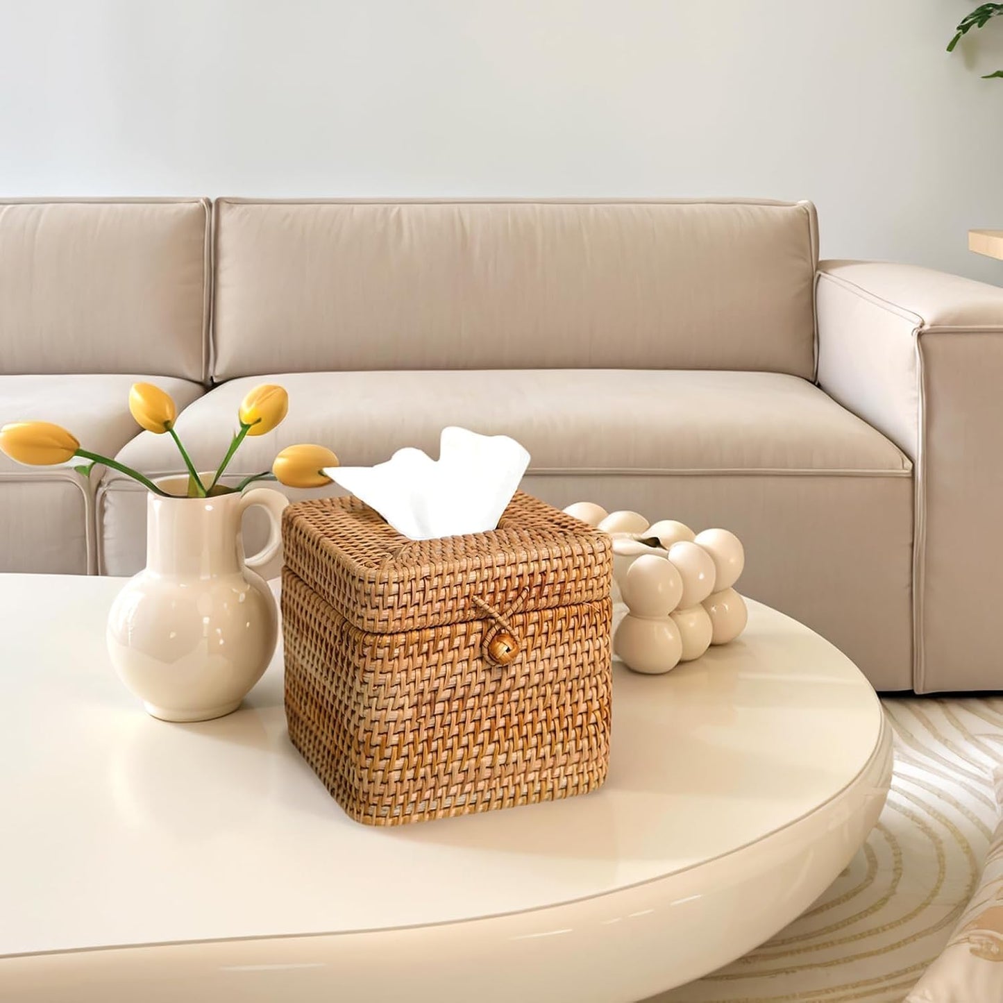 Rattan Tissue Box Cover Square