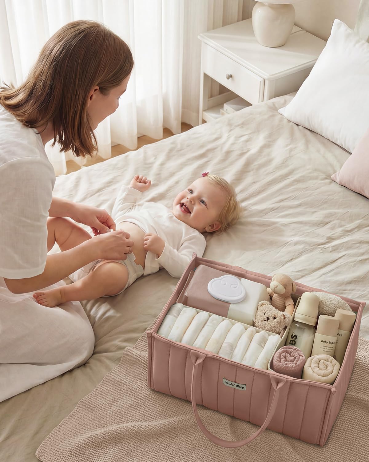 Baby Diaper Caddy Organizer / Blush Pink