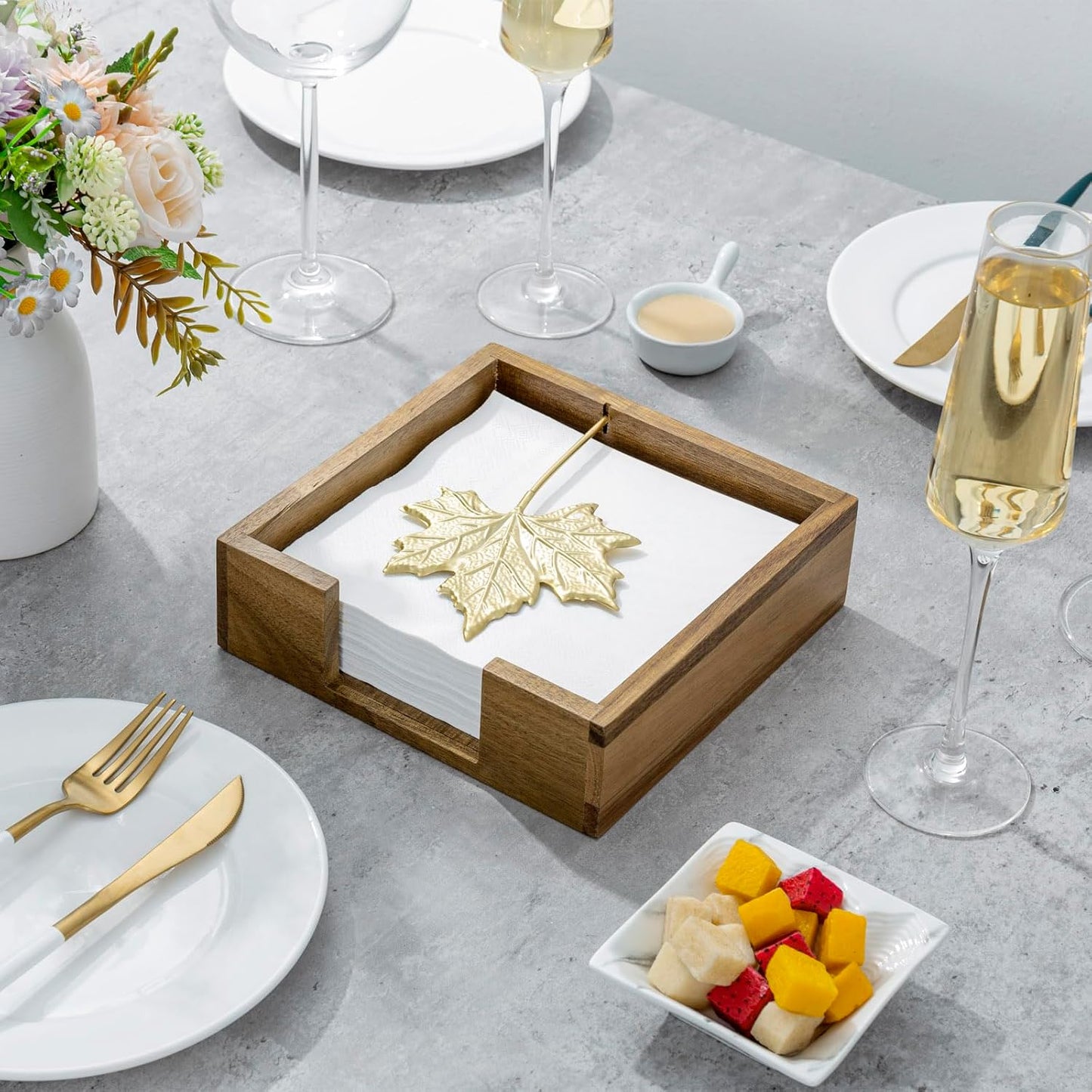 Acacia Wood Tabletop Napkin Holder / Acacia001