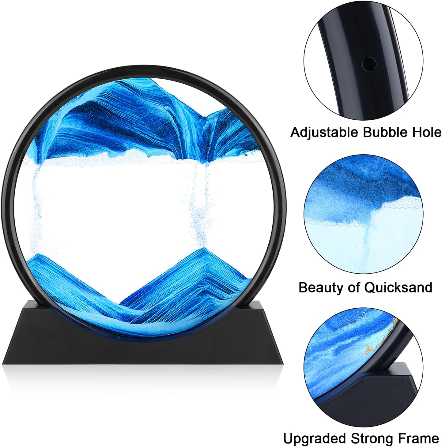 Round Glass 3D Deep Sea Sandscape / Blue / Set of 7