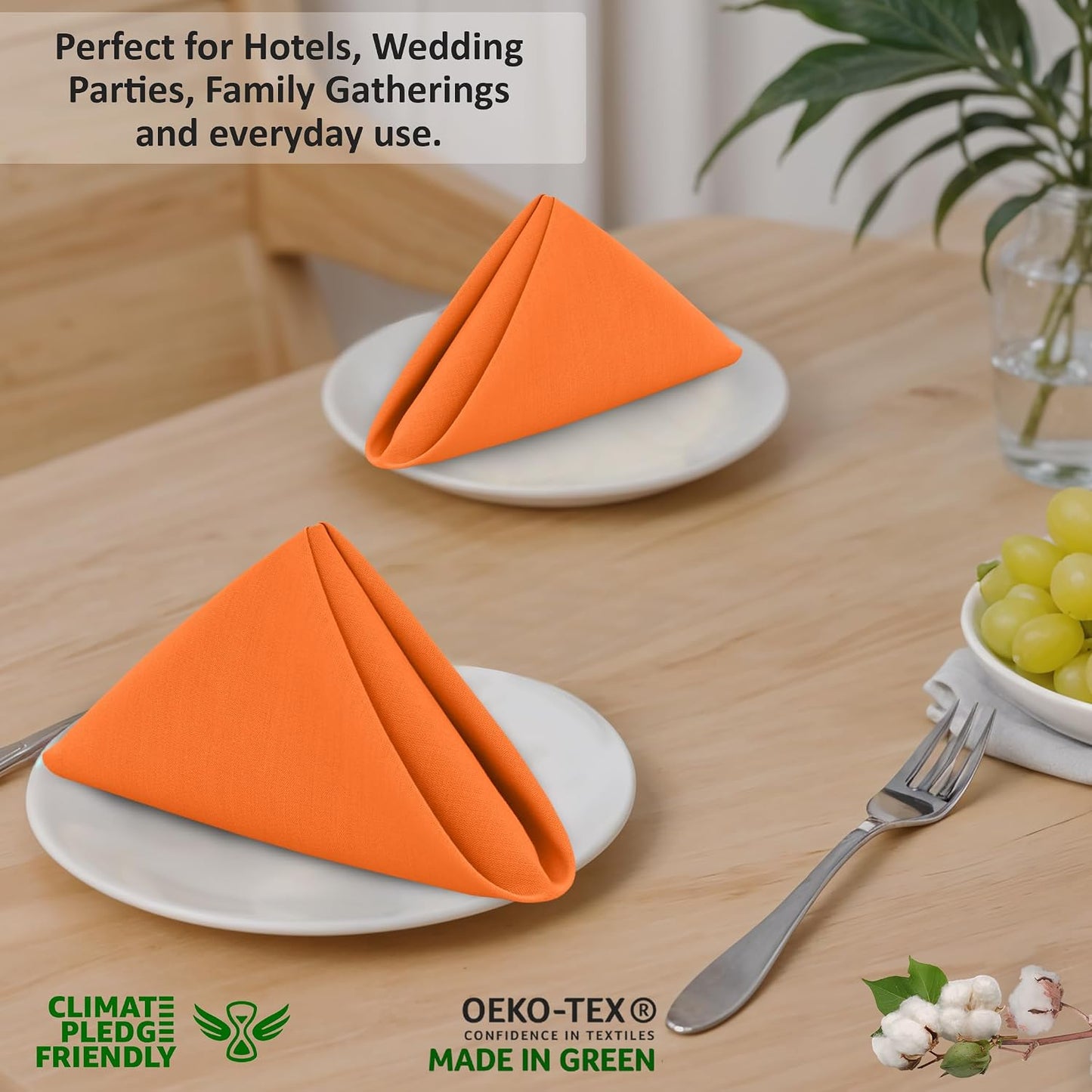 Ruvanti Cloth Napkins Set of 12, 100% Cotton 18”x18” - Orange Peel | Washable, Soft, Durable & Absorbent Everyday