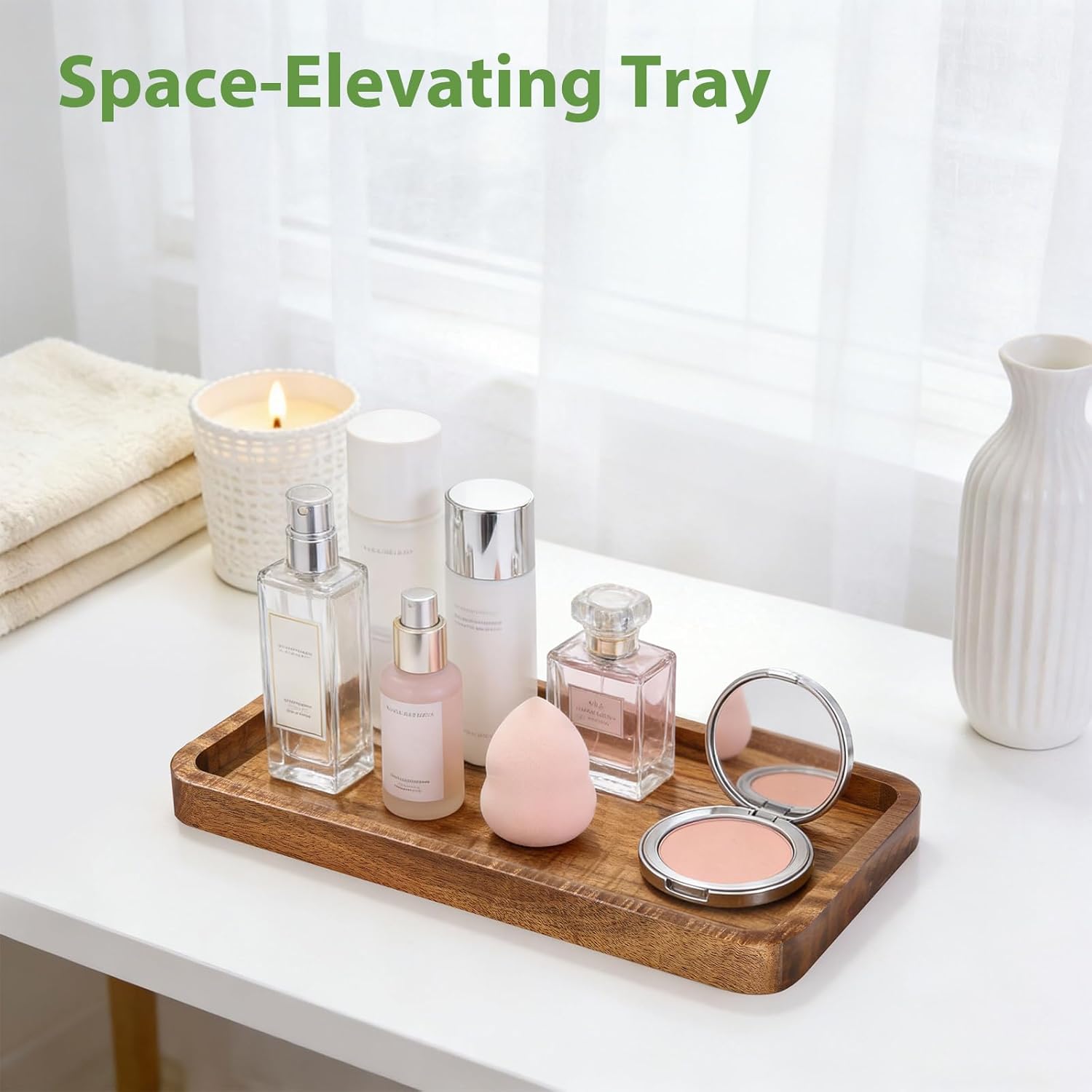 Wooden Bathroom Vanity Tray / 9.8 x 5.1 x 0.8