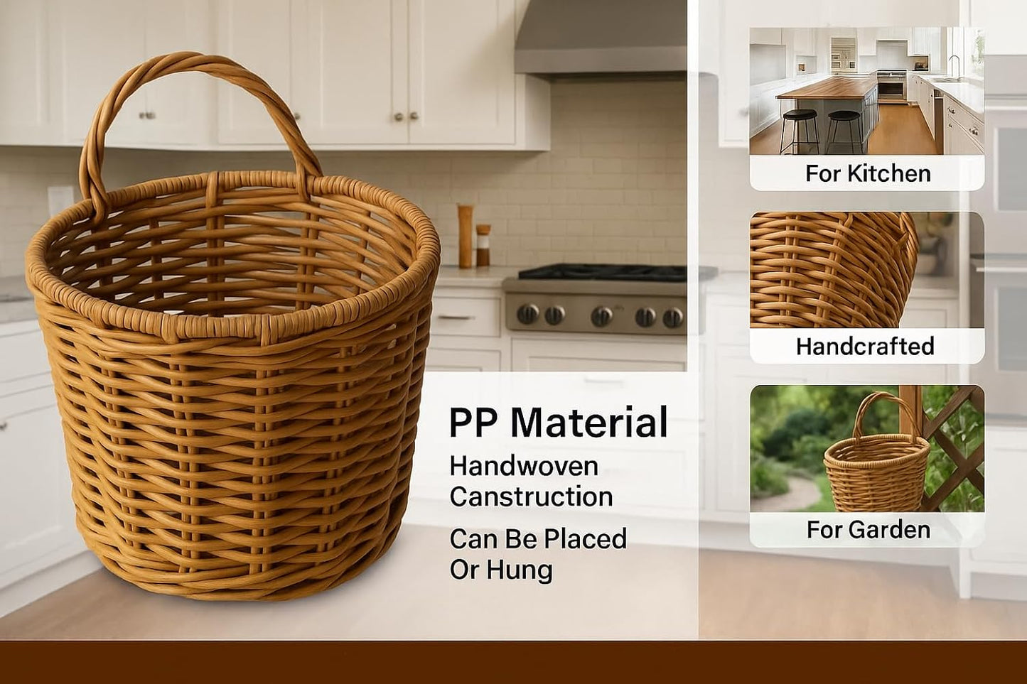 Rattan-Style Woven Storage Baskets / Natural / Set of 3