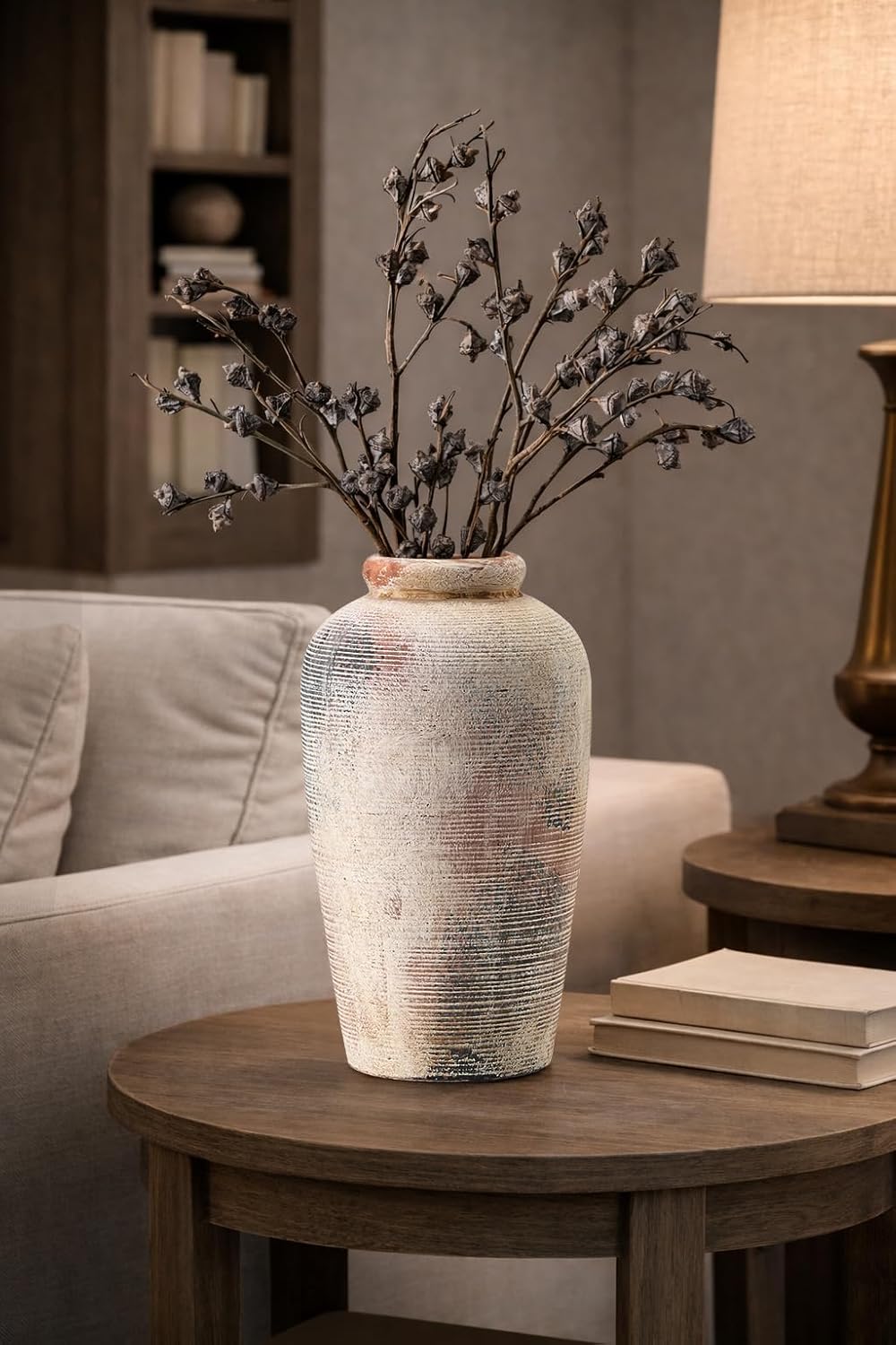 Large Ceramic Rustic Vase / Gray / 11 Inch / Set of 11