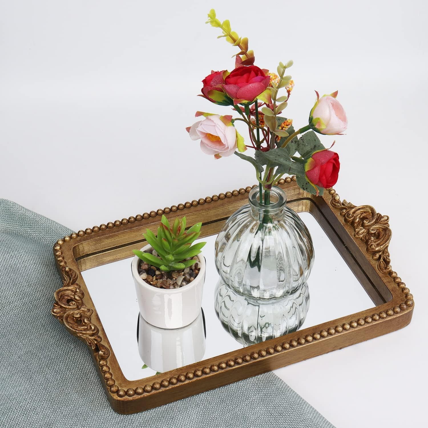 Vintage Tray / Card Holder for Guests During Occasions and Events / Gold