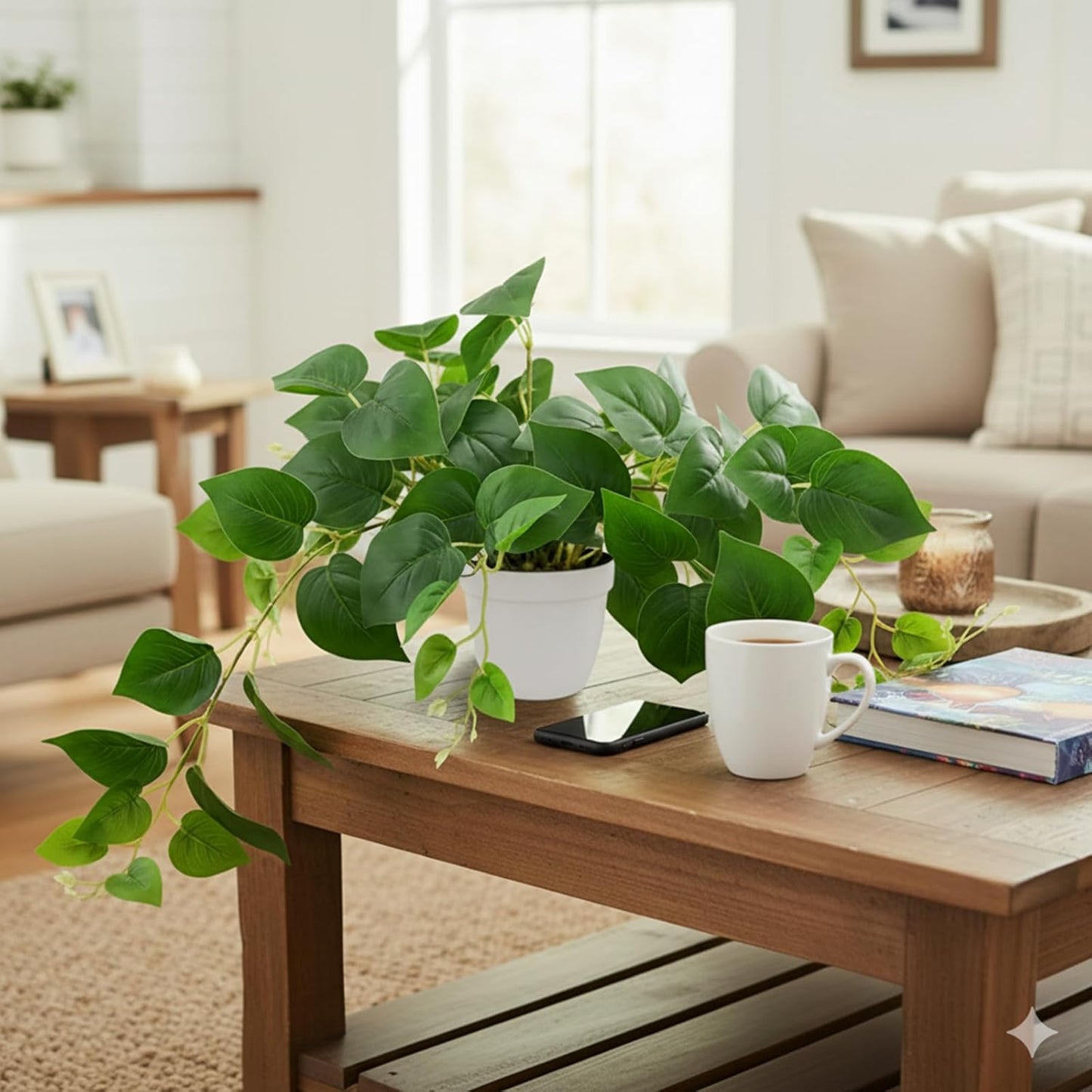 Fake Plants Artificial Scindapsus Aureus in Pots / White Scindapsus Aureus