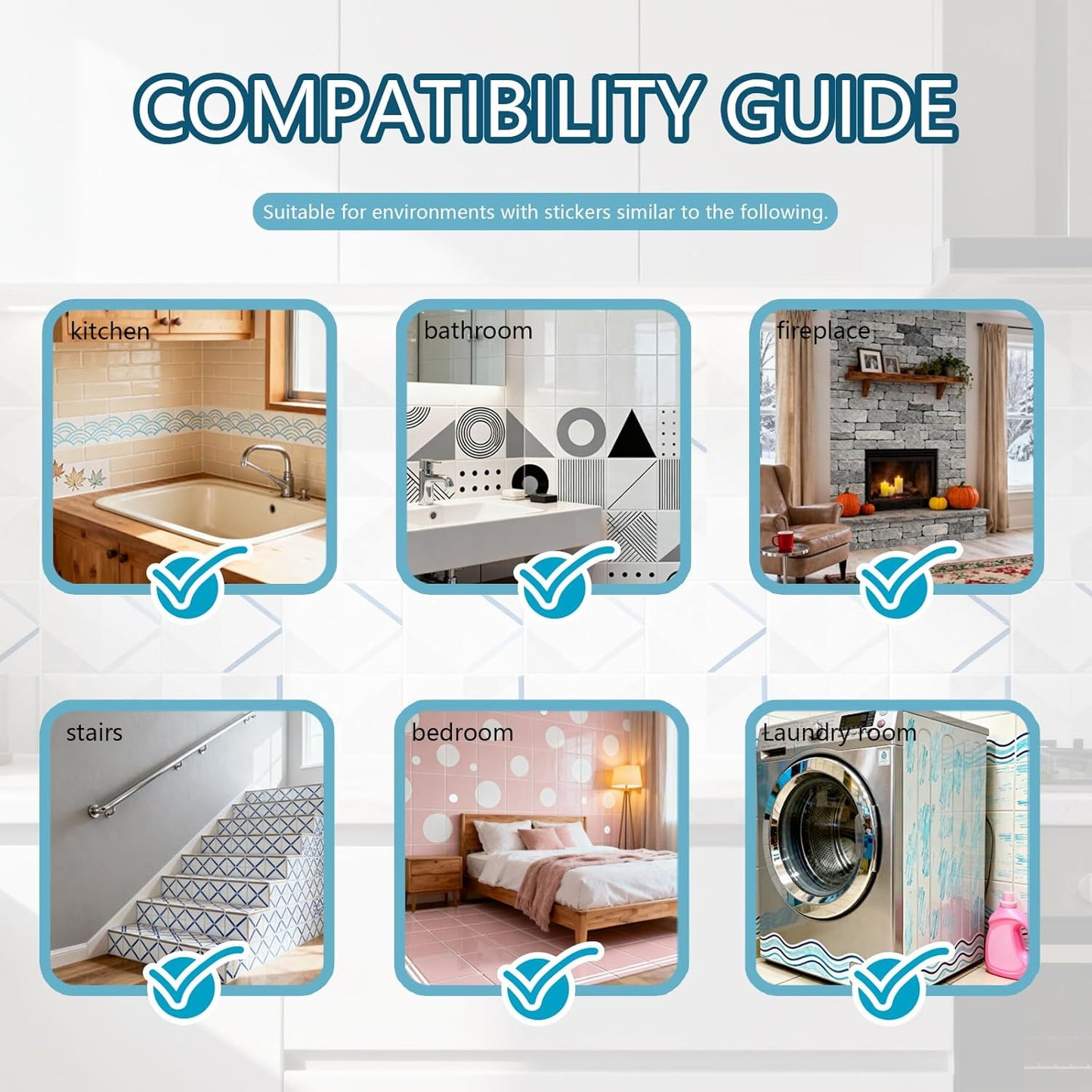 4 Style Retro Pattern Peel and Stick Wall Tile Sticker Pattern Wall / Line Drawings / Set of 36