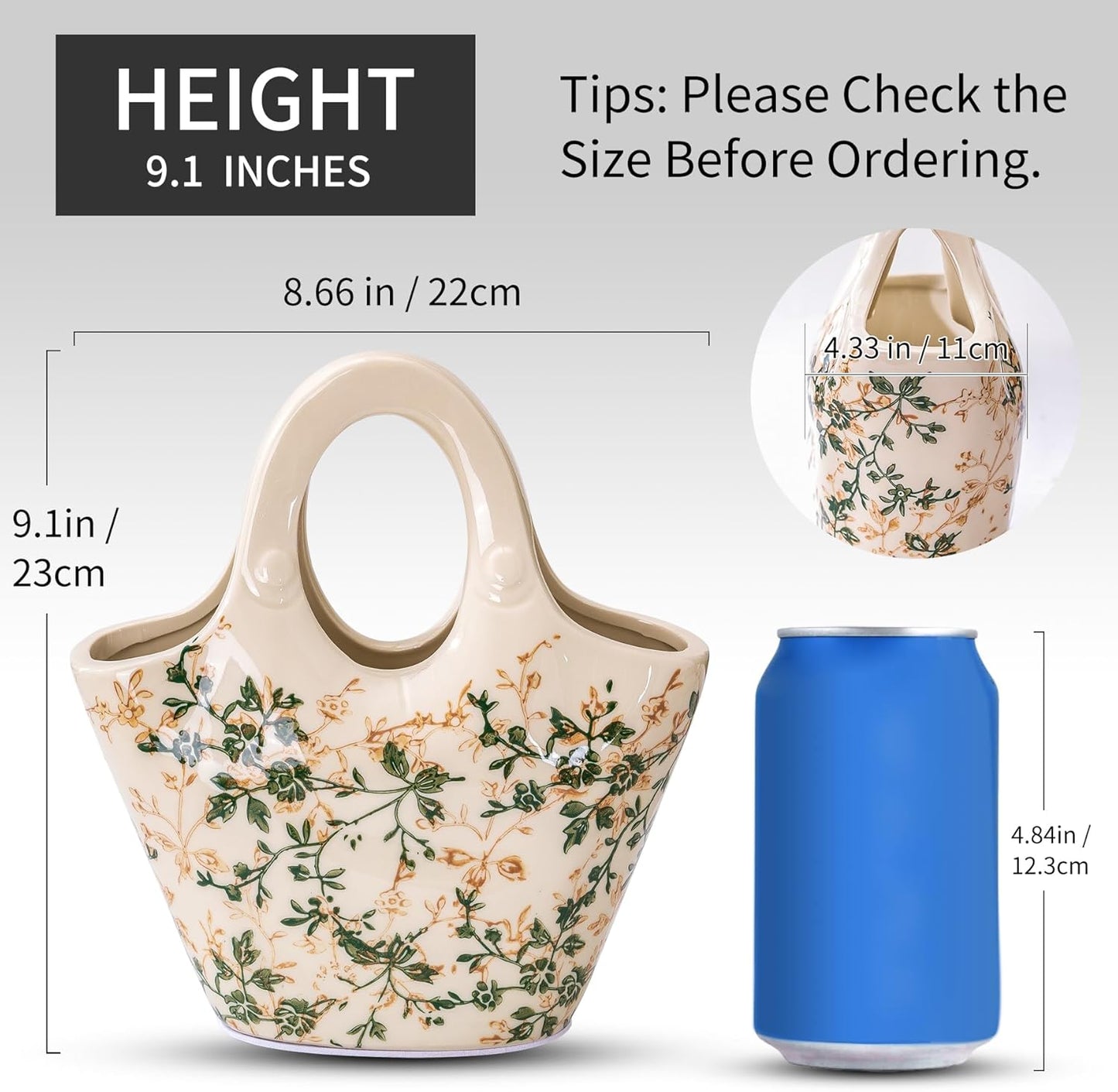 Ceramic Flower Vase / 04-green and Beige
