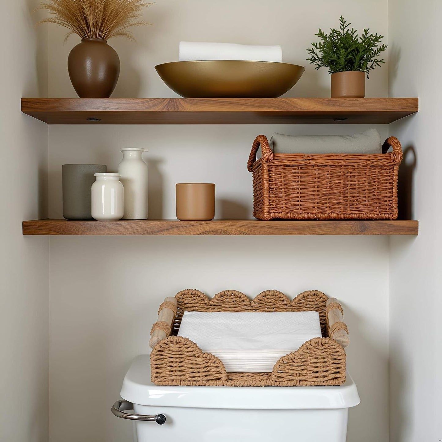 Scalloped Napkin Holder / Neutral / Guest Towel