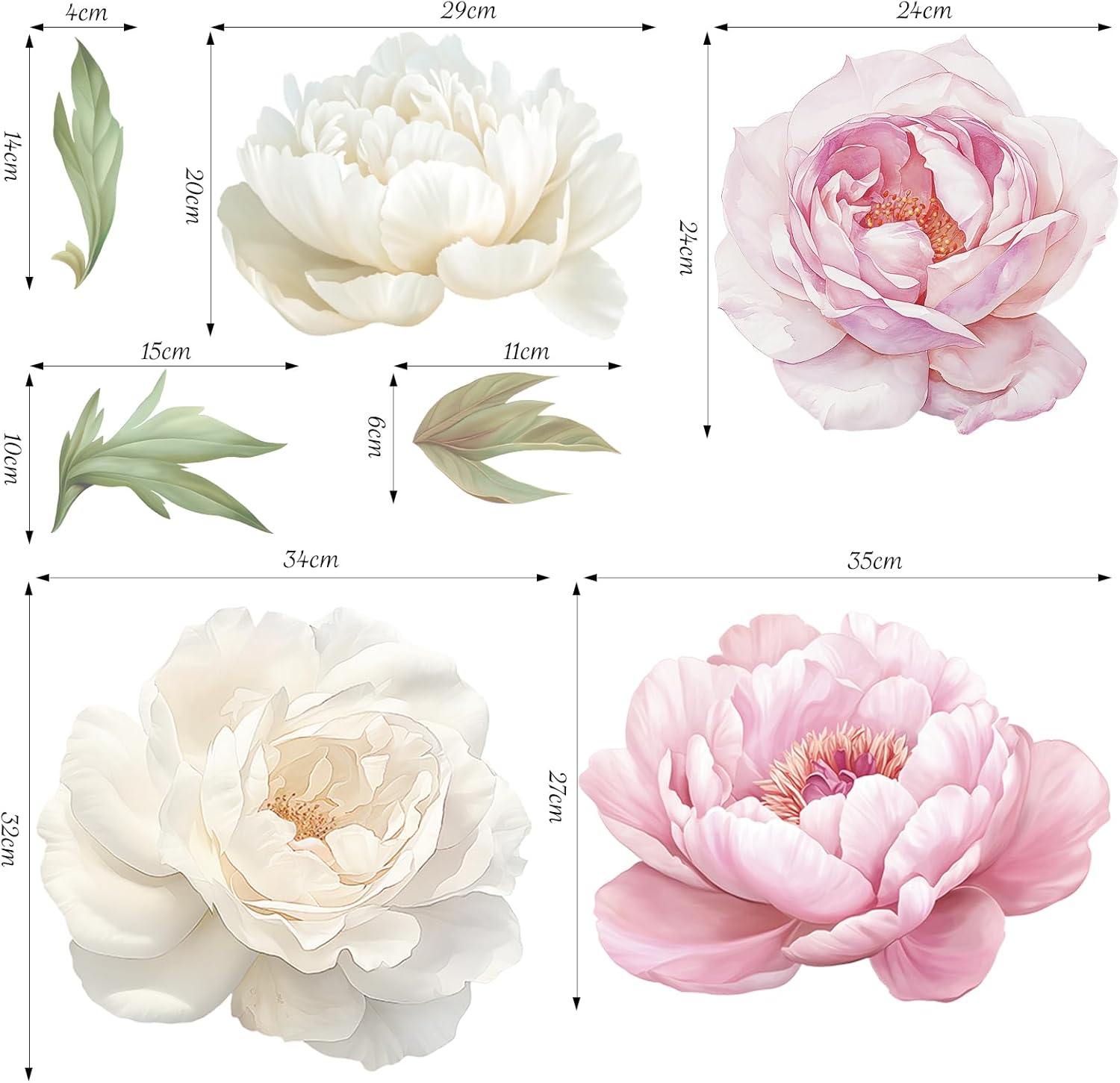 Vinyl Peony Wall Decal / Sch-25f-0061 / Pink