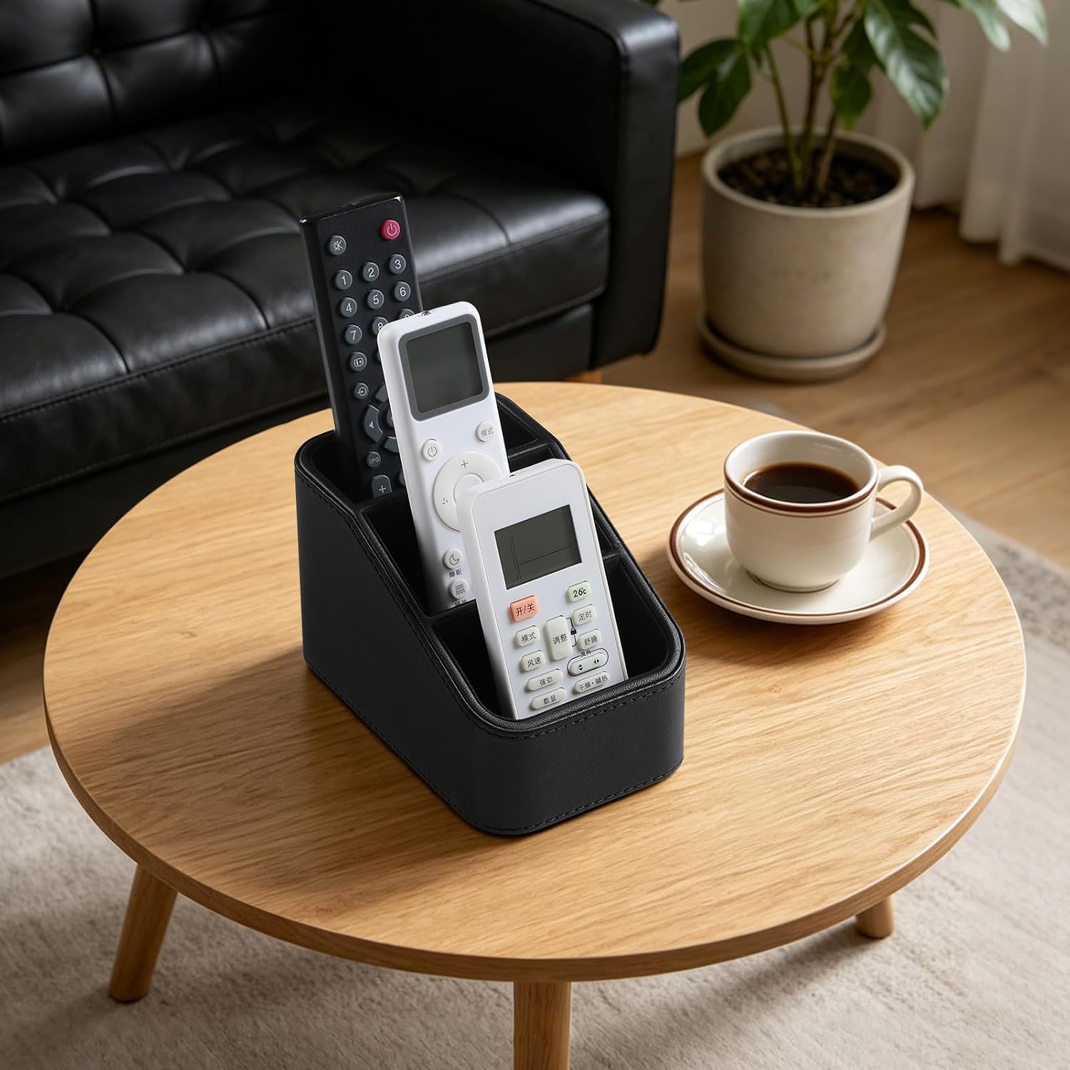 PU Leather Remote Control Holder / Black