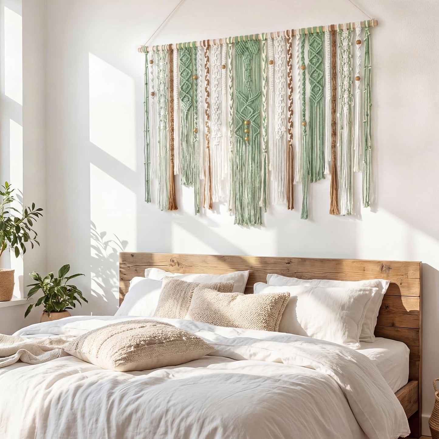 Macrame Wall Hanging Large Wall Art Handmade Woven Tapestry Boho Tapestry Macrame Wall / Light Green