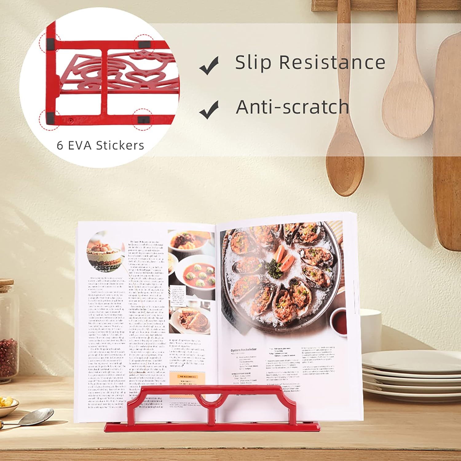 Cookbook Stand, Cast Iron Heavy-Duty Recipe Book Holder, Kitchen Vintage Recipe Book Holder, Reading Rest Holder for