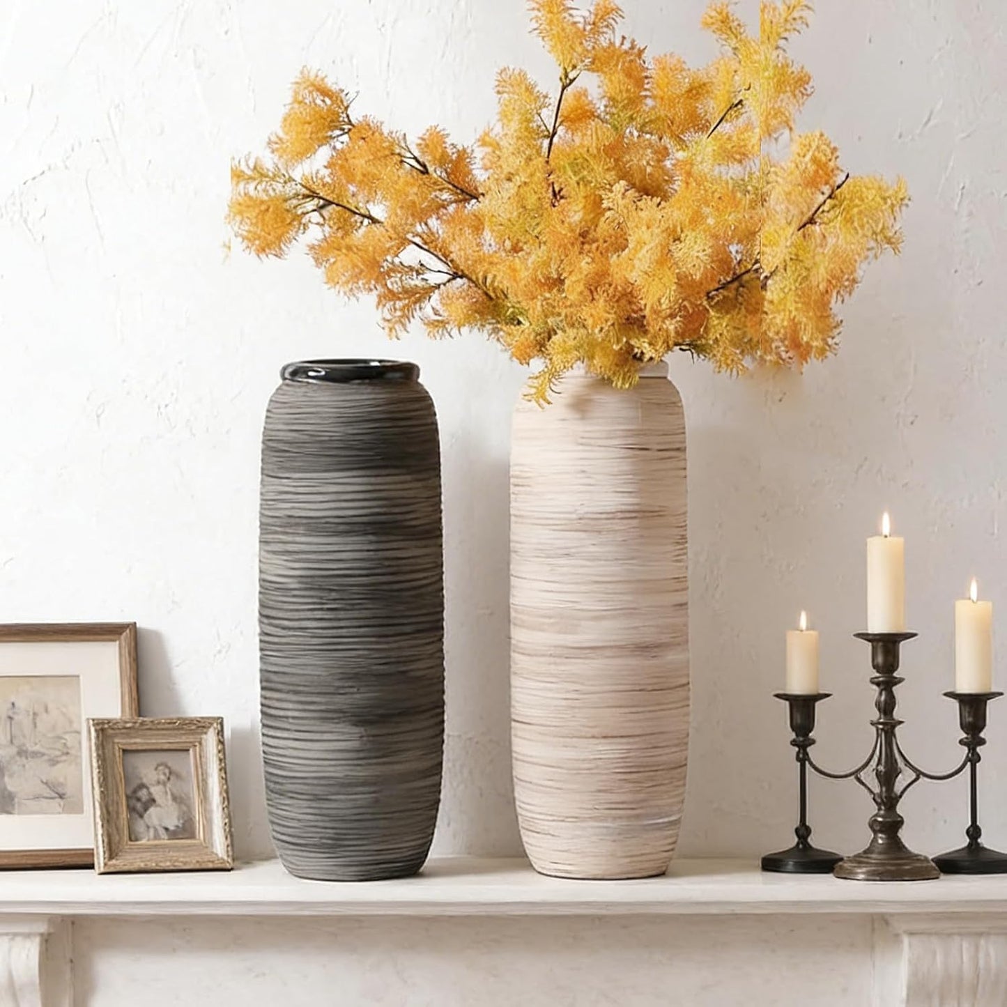 Big Ceramic Rustic Vases / Bottle-white-18