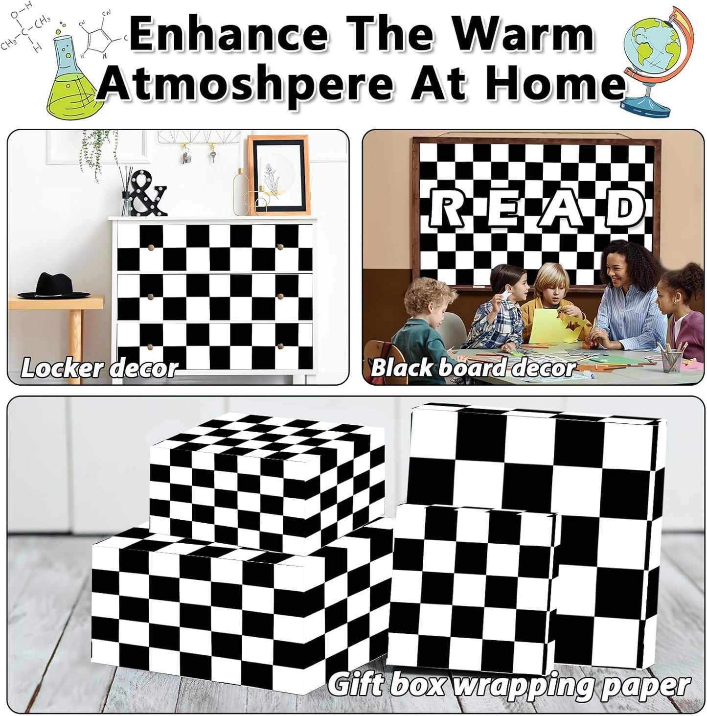 Black White Checkered Bulletin Board Paper Roll Black Plaid Bulletin Board / Black Checkered