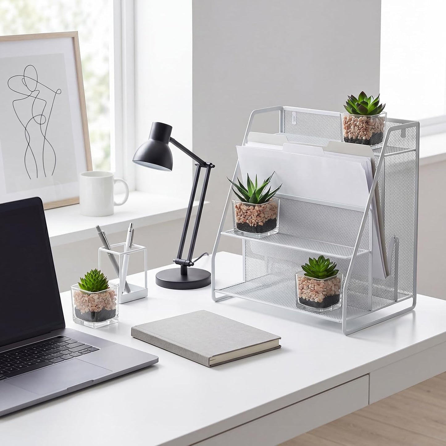 Succulents Plants Artificial in Glass Pots Small Fake Succulents Plants / Succulents #01 / Set of 3