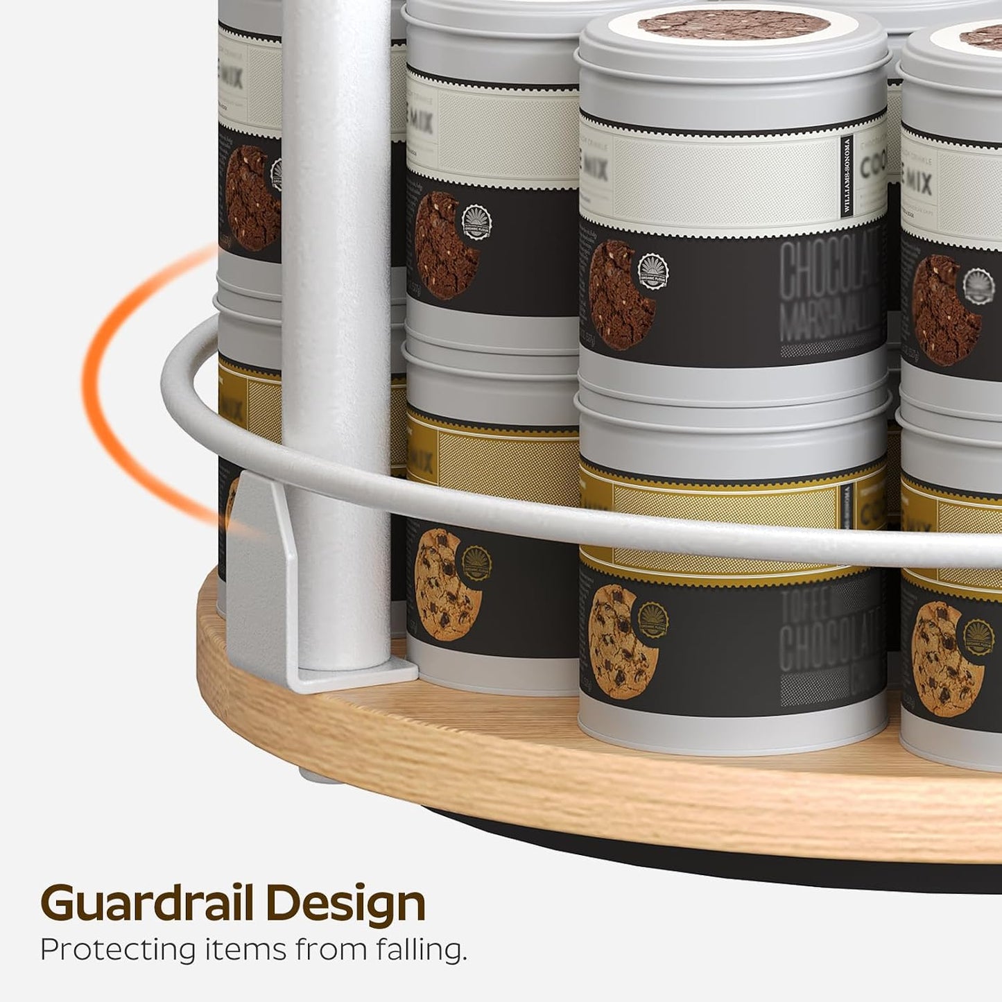 3-Tier Lazy Susan Organizer, Rotating Spice Rack, Spinning Organizer, Industrial Turntable Spice Rack Organizer for