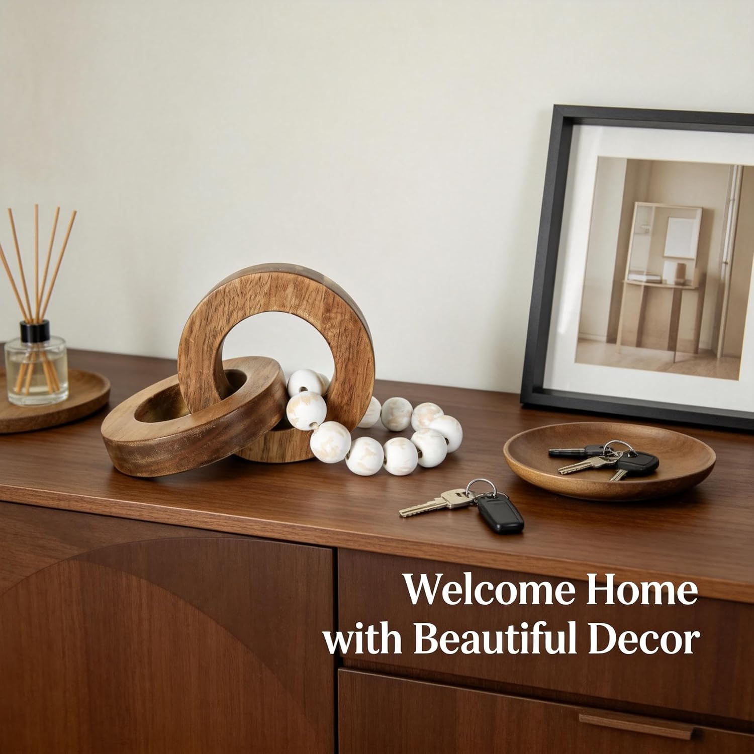 Rustic Tray Decor / Wood Chain Link Decor
