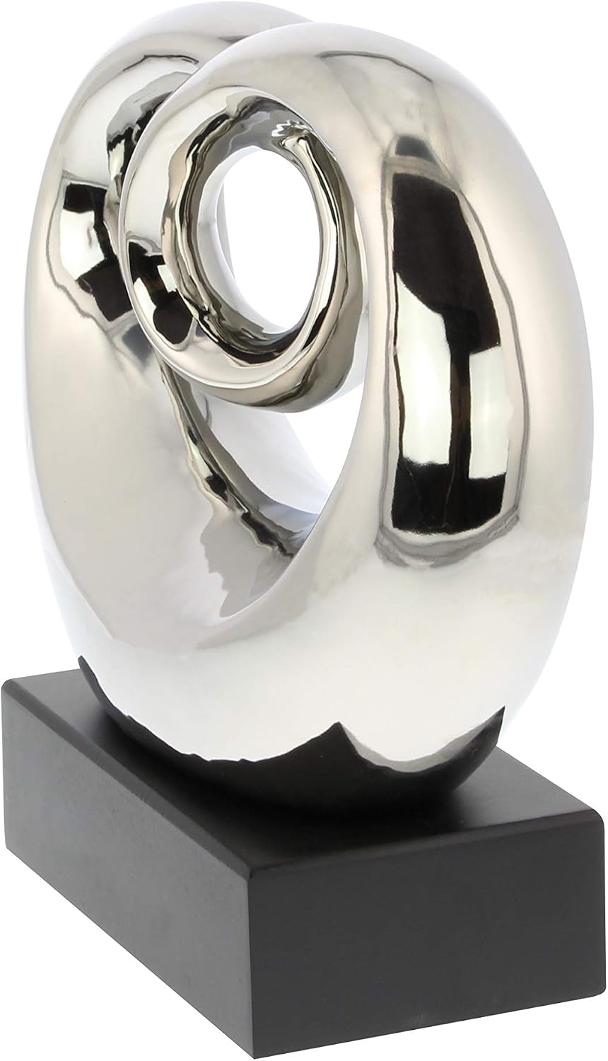 Ceramic Abstract Decorative Sculpture Swirl Home Decor Statue / Black / 10 x 4 x 10