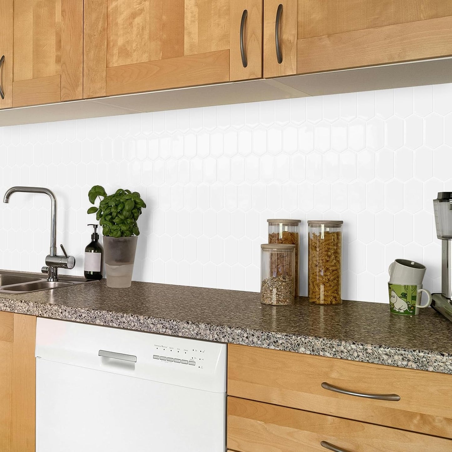 3D Waterproof Self-Adhesive Wall Tile Stick on Backsplash / White