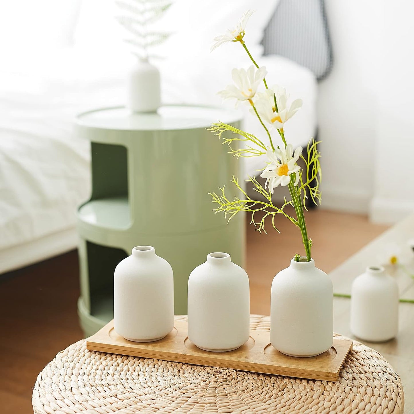 Small Ceramic Vases Set 6 for Decor / Ceramic Vase 6 / White