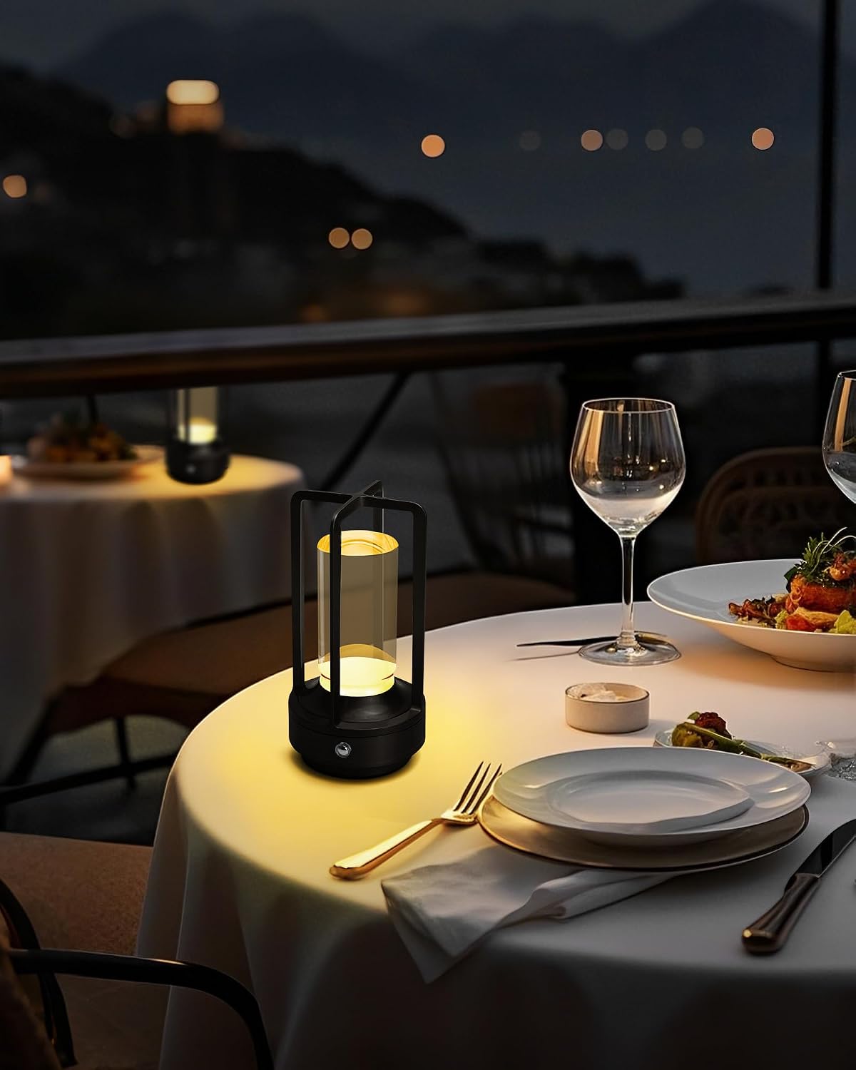 Set of 2 Cordless Table Lamps Rechargeable Desk Lamps Black | Battery Operated Table Light with 3 Color Stepless