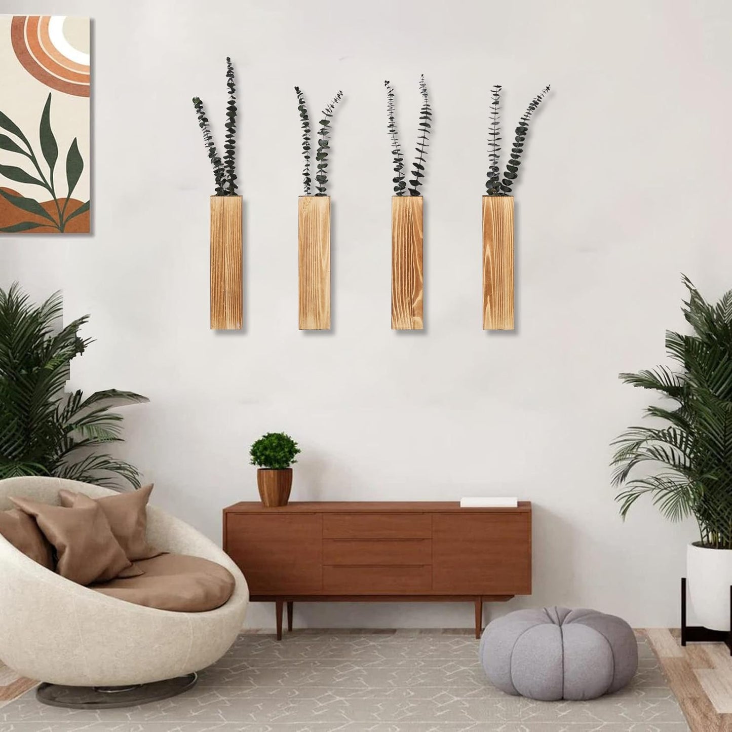 Wooden Wall Planter / Brown / 4 PC / Set of 4