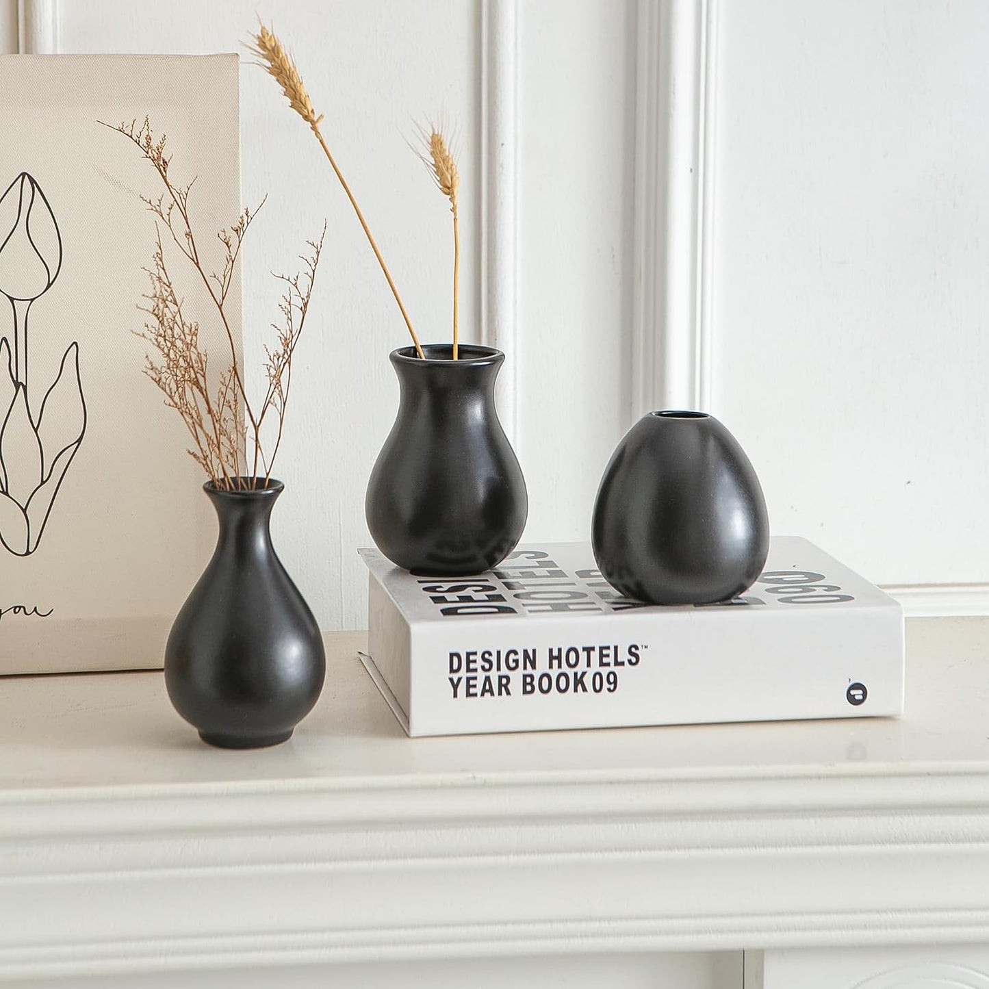 Small Ceramic Vase / Black / Set of 11