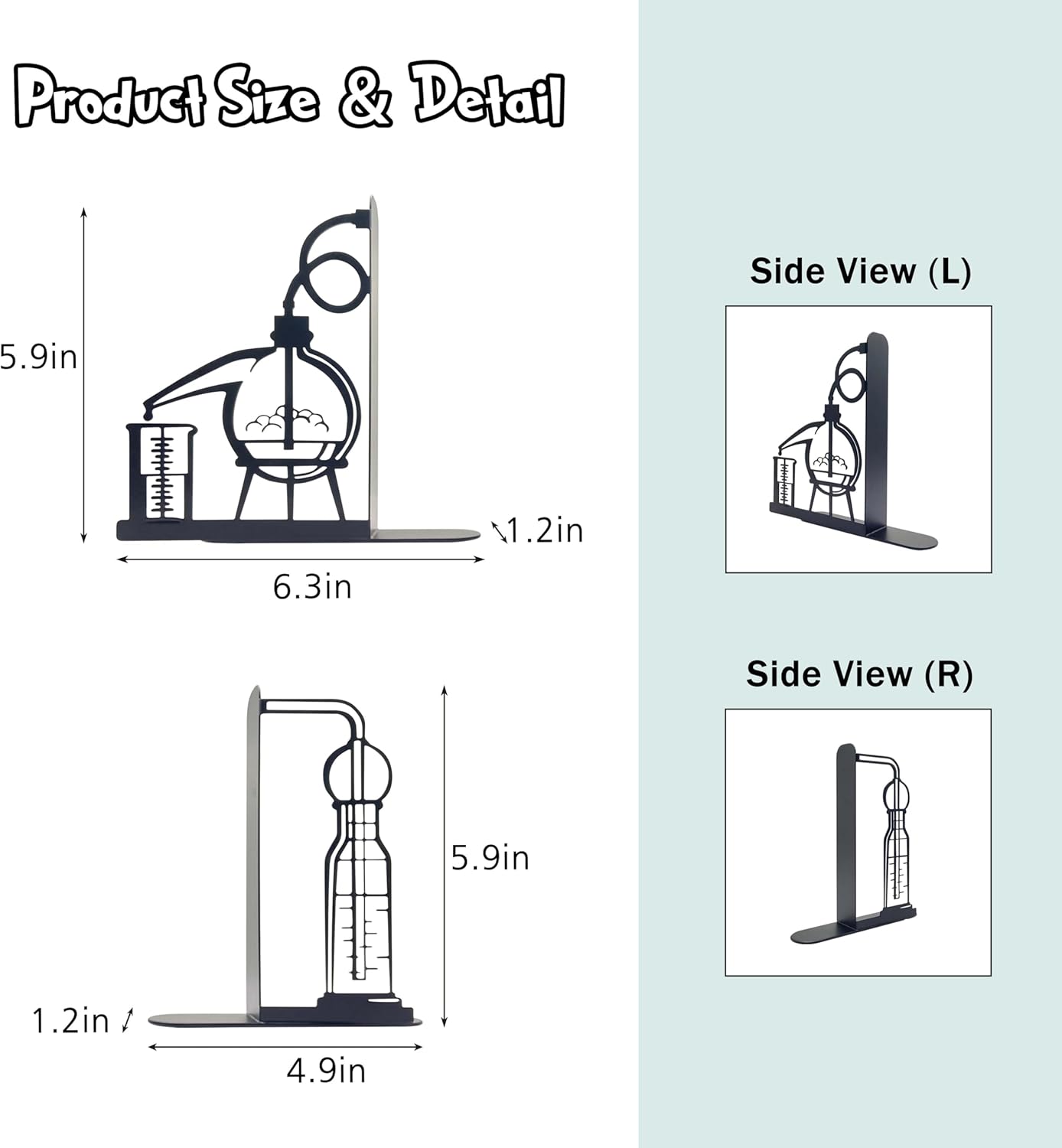 Unique Chemistry Metal Bookends / D