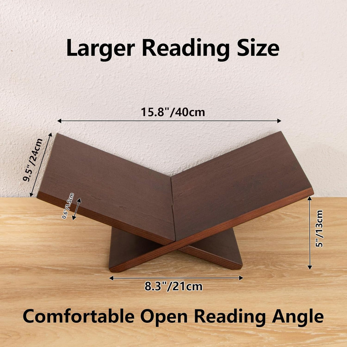 Open Display Stand, Wooden Large Book Holder, Coffee Table Stand | Wood Easel for Magazine, Art, Cook Book, Bible