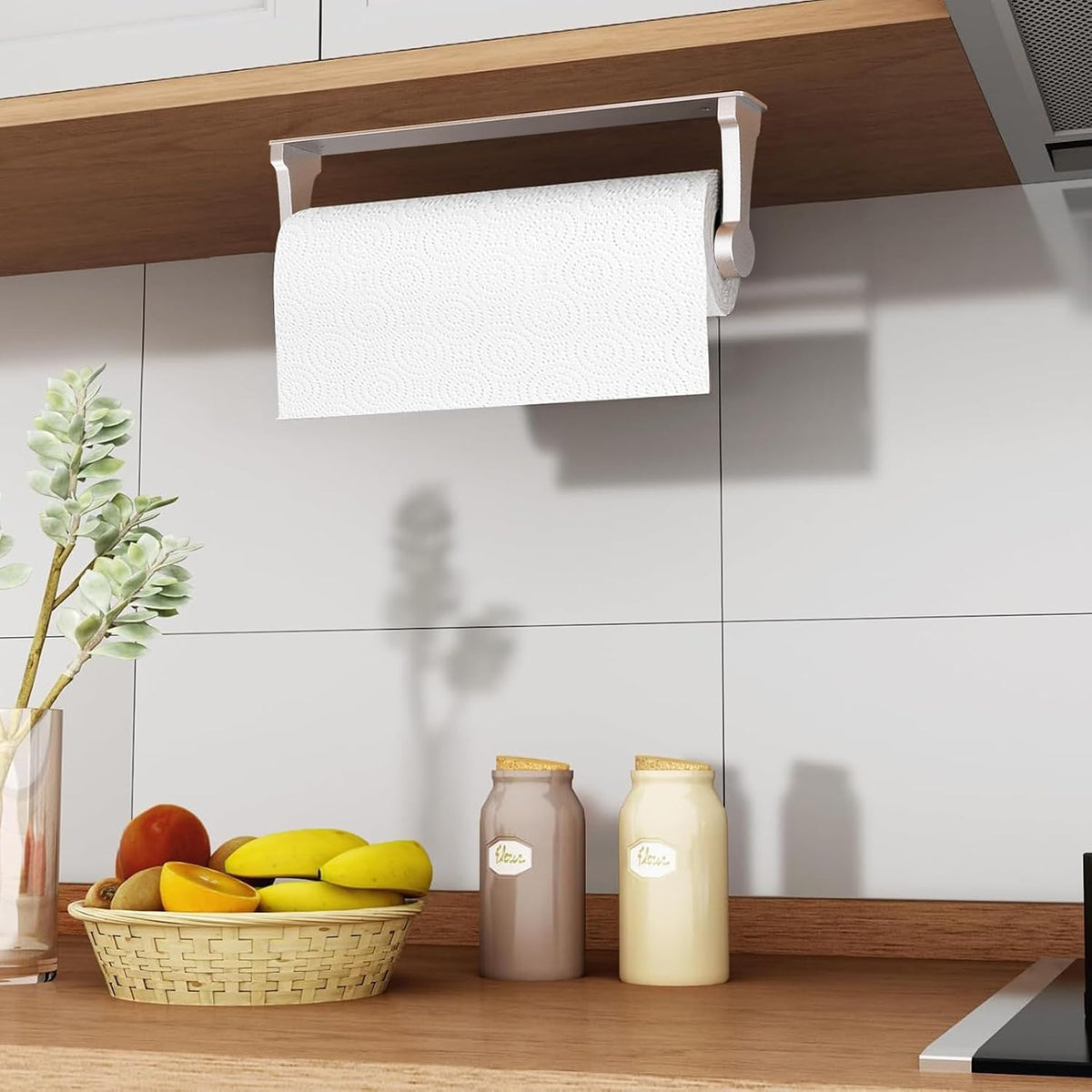 MONEER Paper Towel Holder Under Cabinet, Paper Towel Holder, Aluminum Alloy Kitchen Towel Holders, Self Adhesive