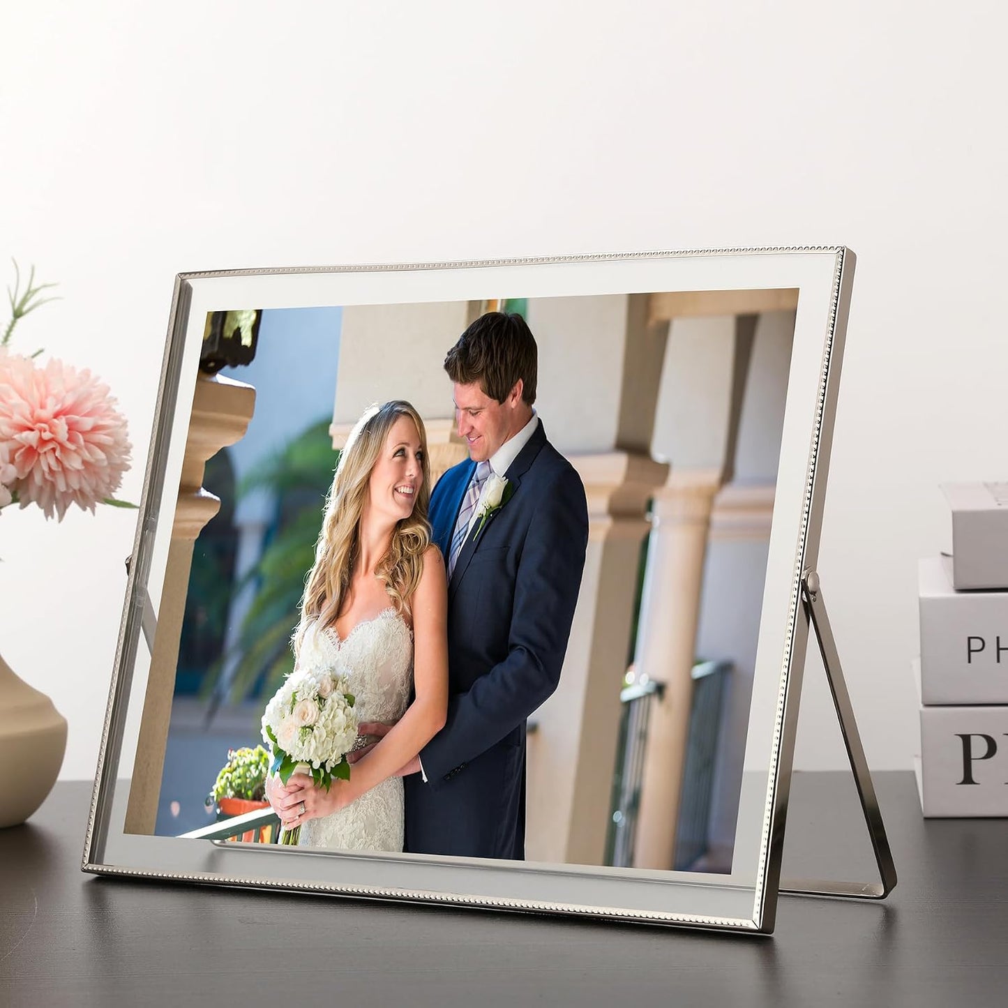 Silver 8×10"(Horizontal) Floating Picture Frames Set of 2,For Picture (7x9'',6x8'',5x7''),Tabletop Shelf Photo