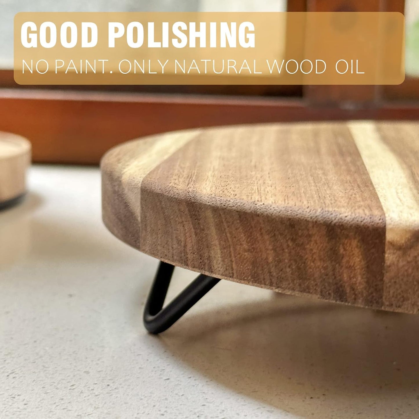 Pedestal Tray / Decorative Round Wood Riser for Display / 10-inch