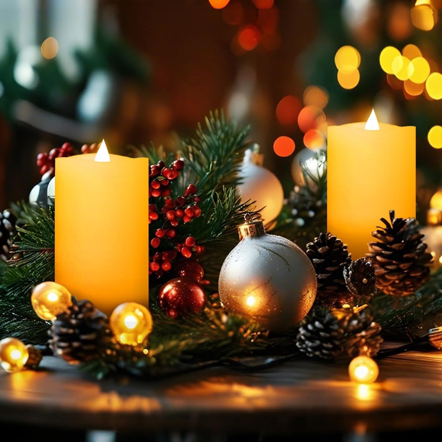 3 x 5 Flameless Candles Set of 2, 2AA Battery Life 600 Hours Battery Candles Flickering with Timer, 5 inch Flameless