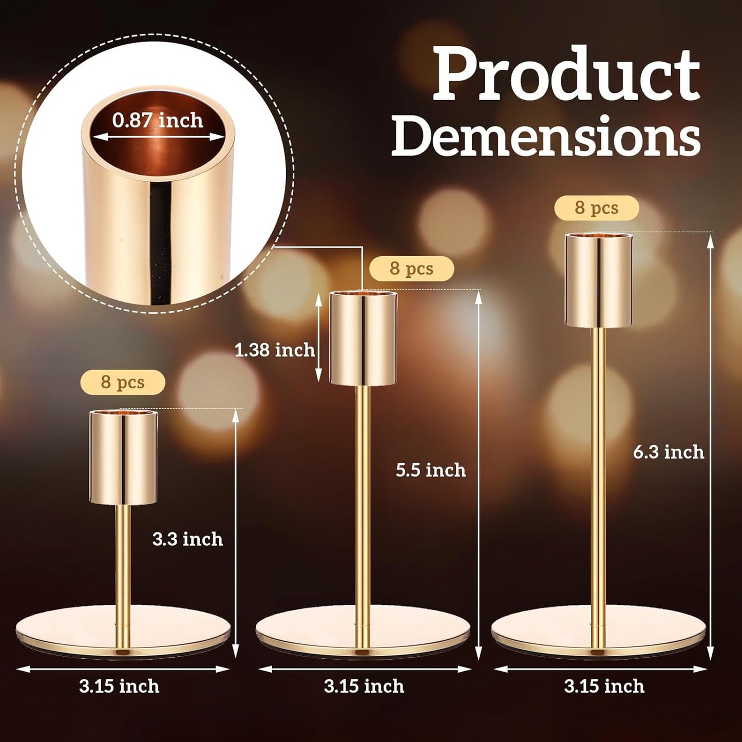 Sieral Candle Holders Bulk Taper Candlesticks Holders Set Modern Decorative Metal Candelabras for Wedding Anniversary