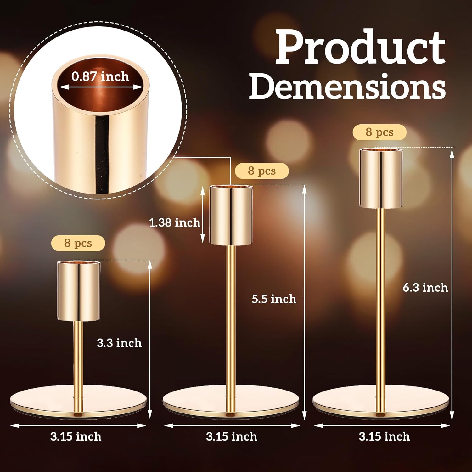Sieral Candle Holders Bulk Taper Candlesticks Holders Set Modern Decorative Metal Candelabras for Wedding Anniversary
