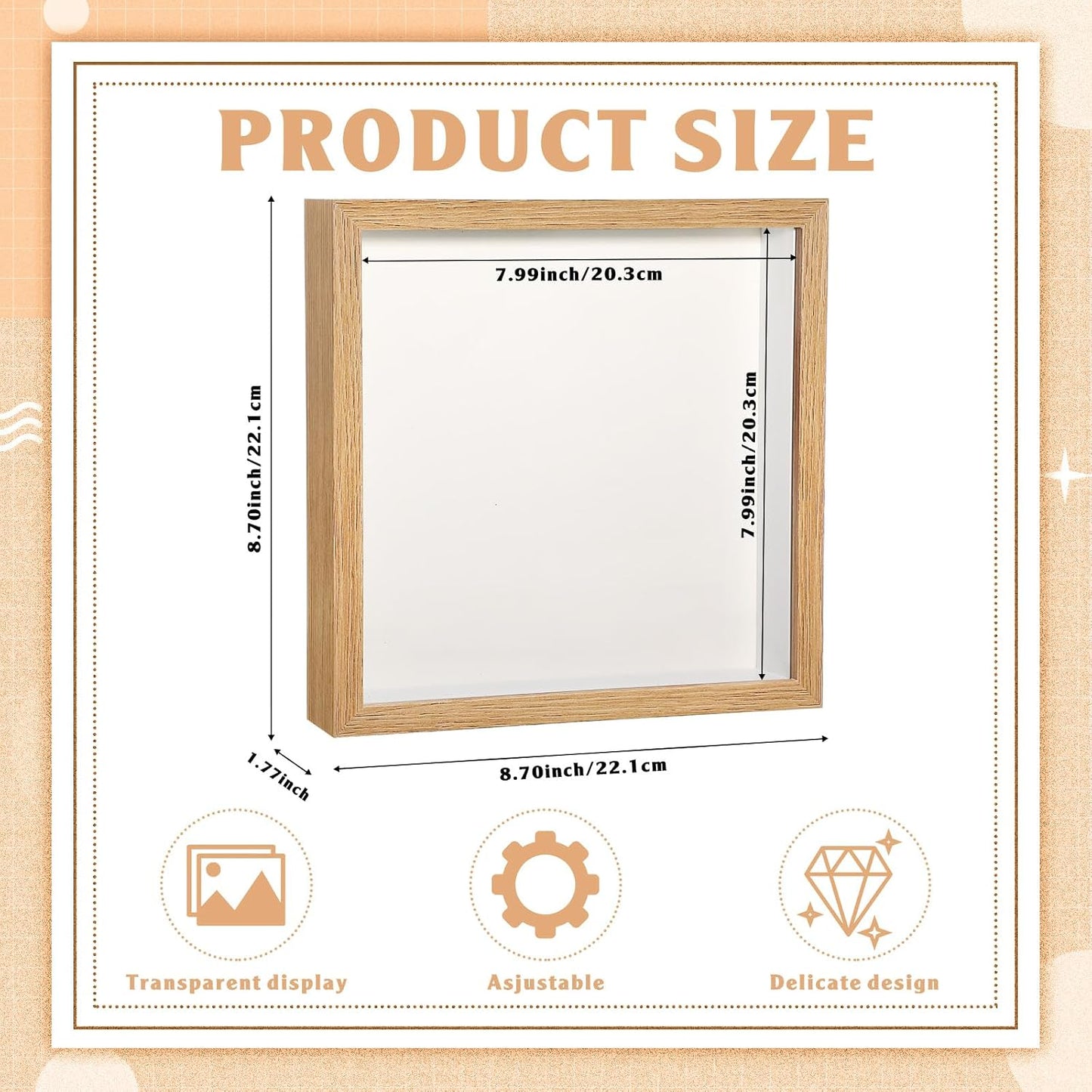 Ripeng 16 Pack 8x8 Inch Shadow Box Frame Display Cases, Deep Picture Frames for Wedding Bouquet Preservation