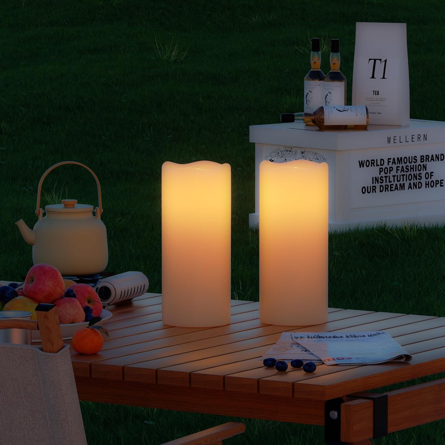 GenSwin Waterproof Outdoor Flameless Candles with Remote Timer, Battery Operated Large Flickering LED Pillar Candles