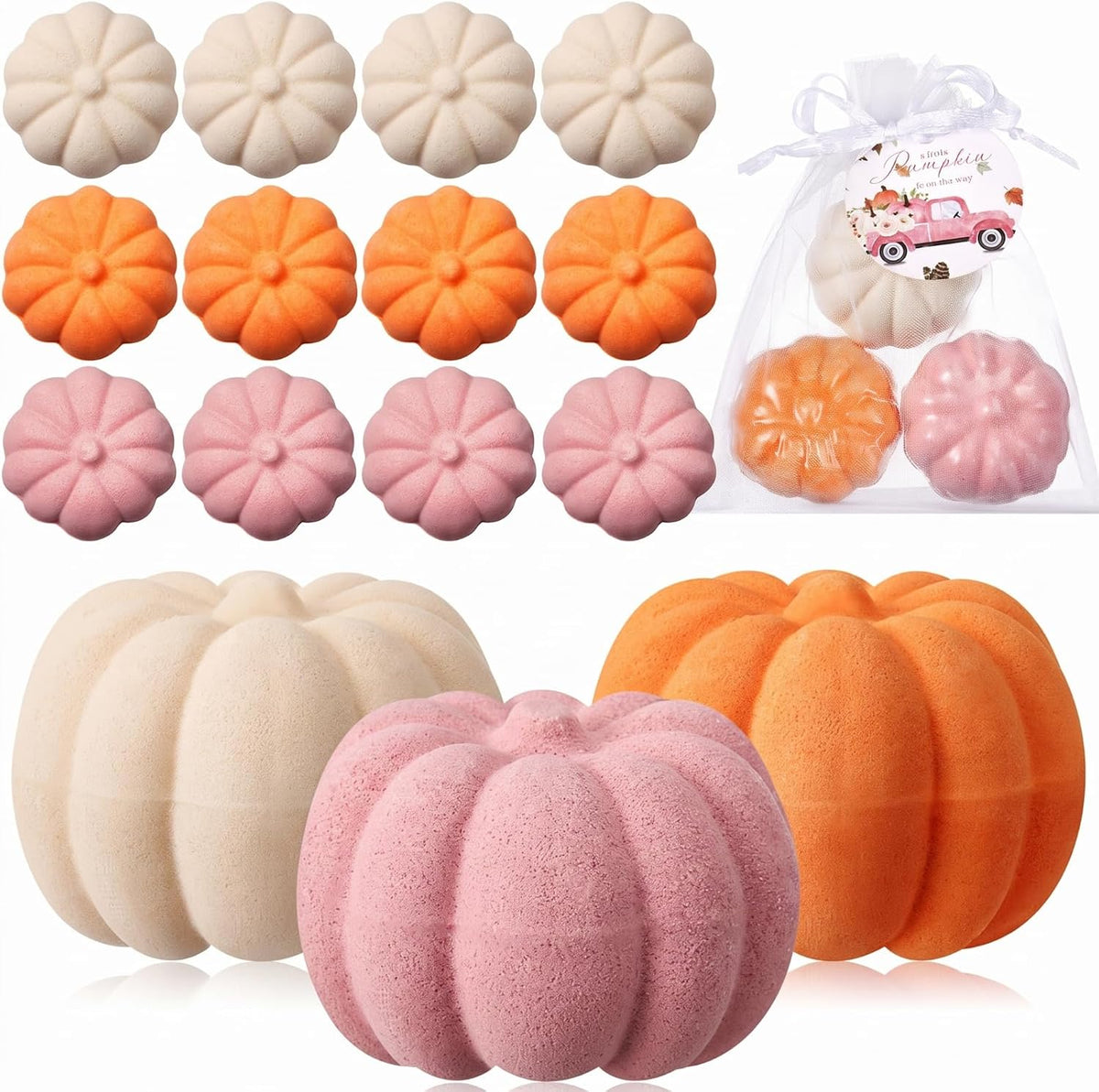 Lounsweer 24 Pack Little Pumpkin Bath Bombs Fall Baby Shower Favors,Pink 2