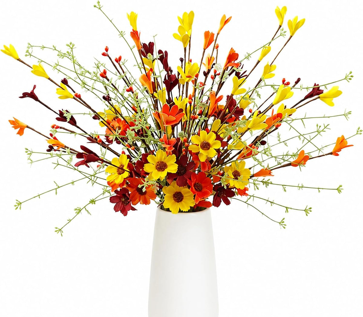 Dandat 2 Pcs Fall Cornucopia Basket Centerpiece 13.78 Inch, Imitation Vine