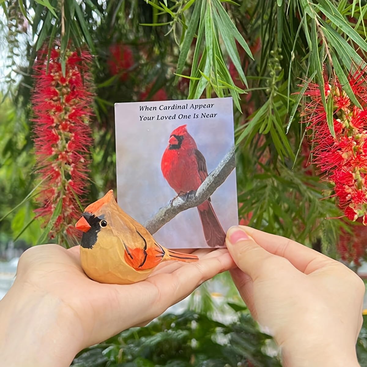 Small Carved Northern Cardinal Figurines / 1 Pair Cardinal / 3.9 Inch