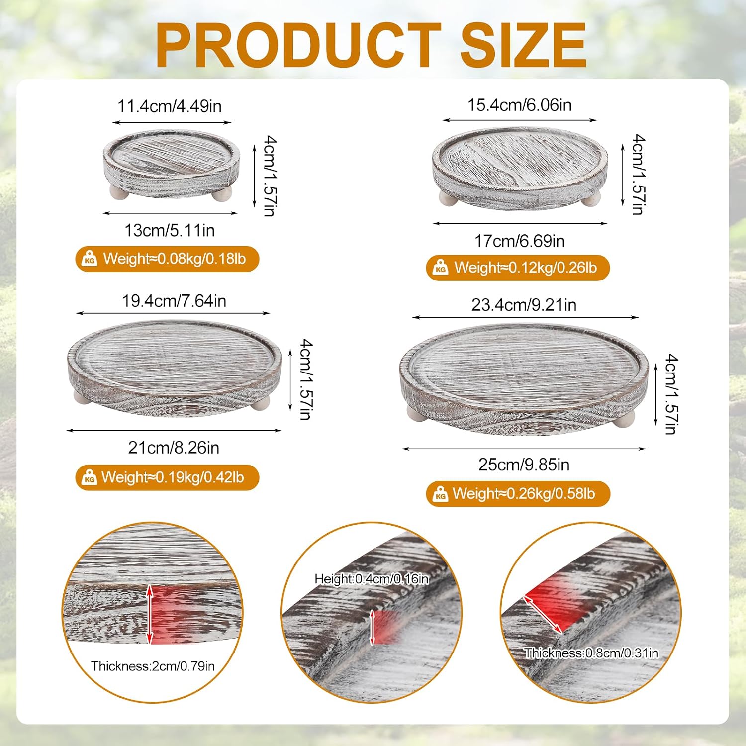 Rustic Round Serving Trays / Set of 4