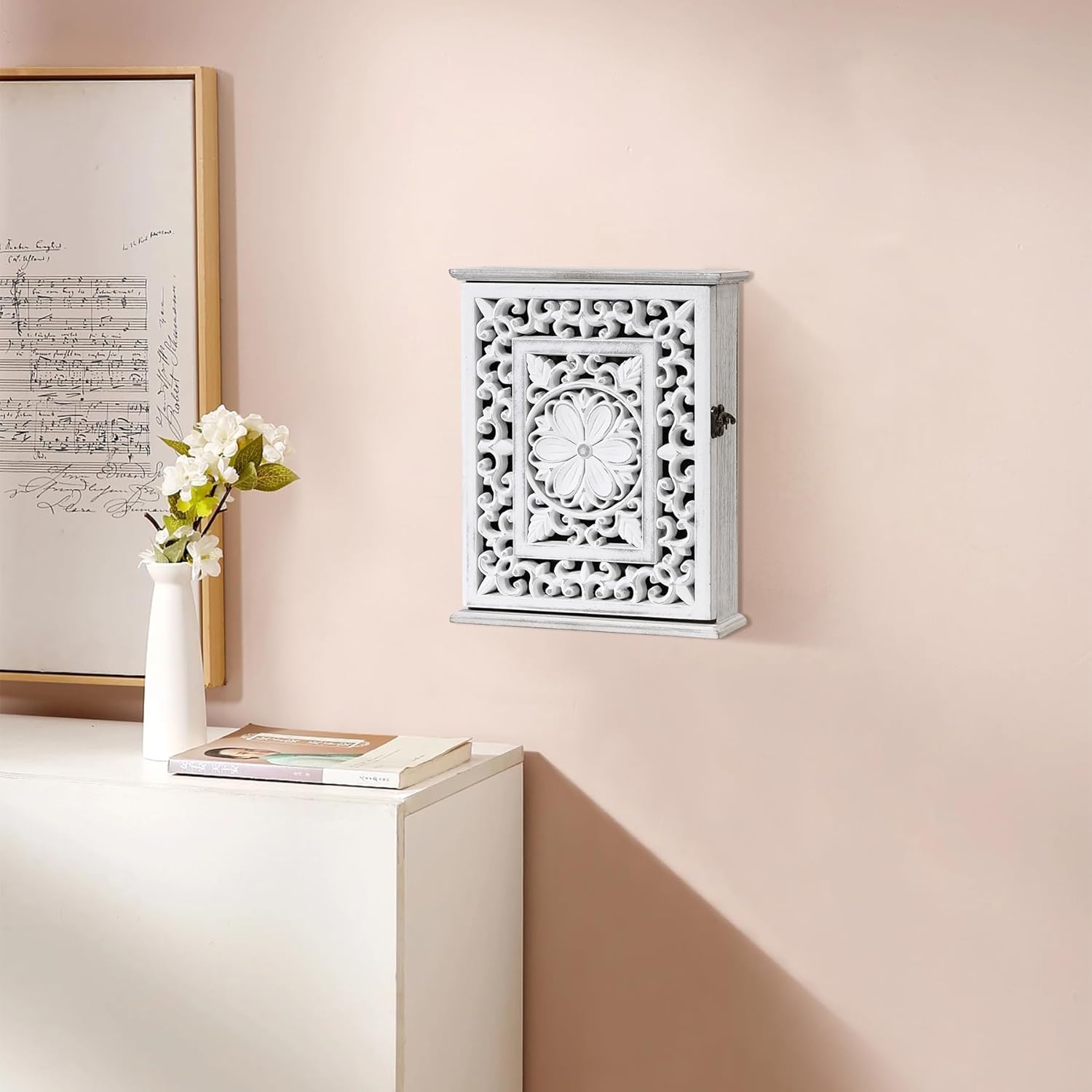 Wooden Key Holder / Retro White